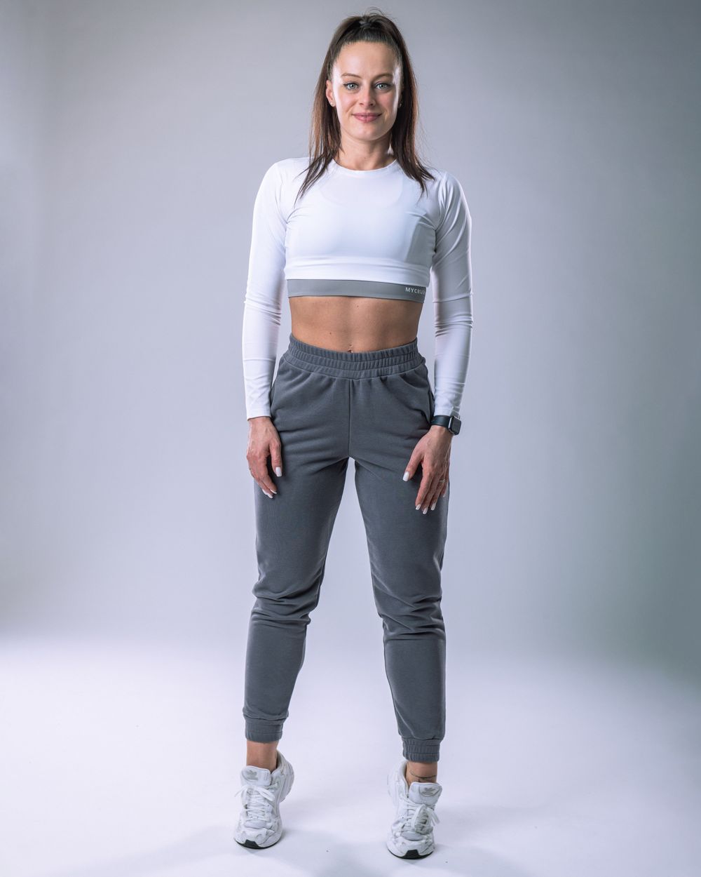 Croptop LYCRA s dlouhým rukávem bílý L