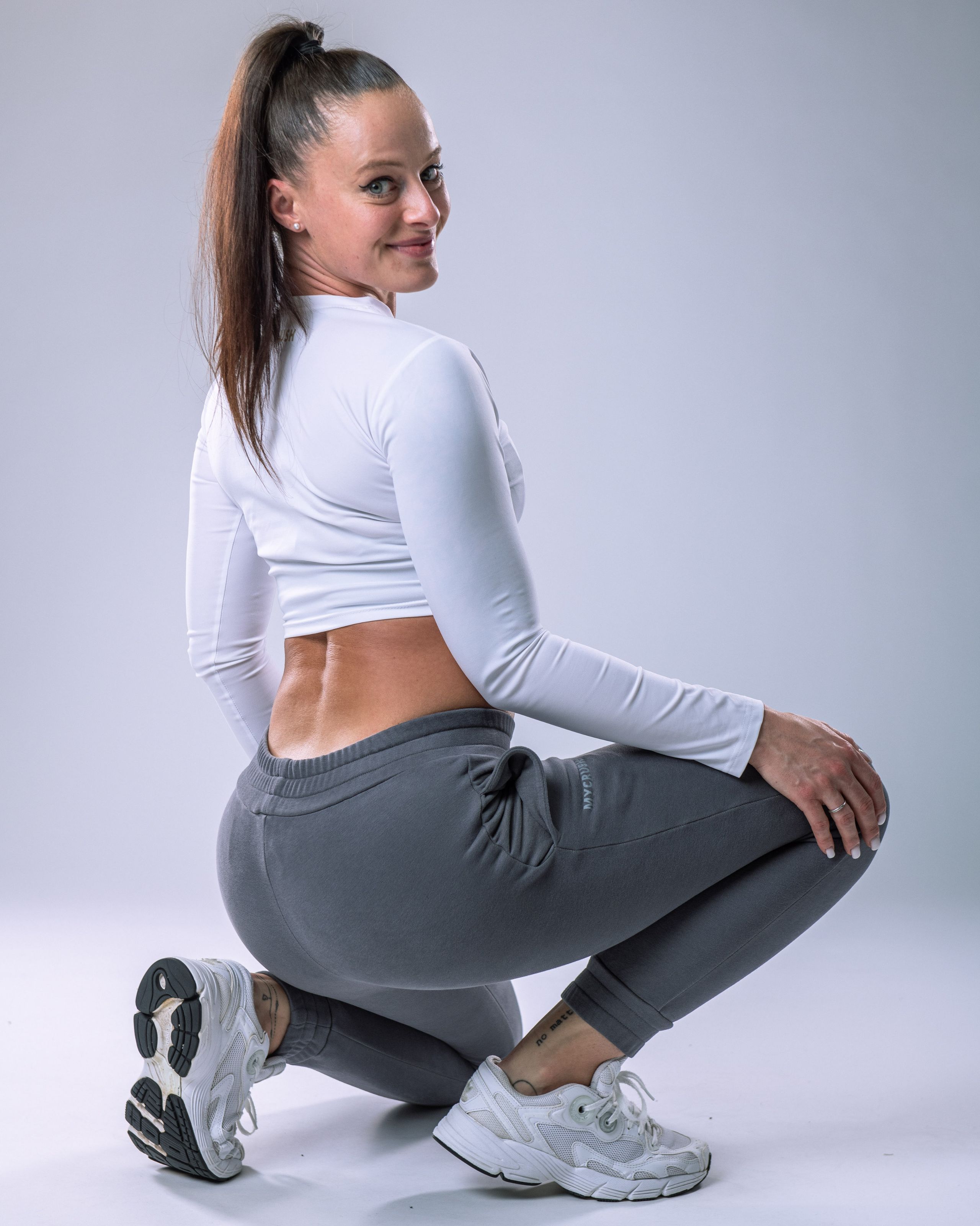 Croptop LYCRA s dlouhým rukávem bílý L-5