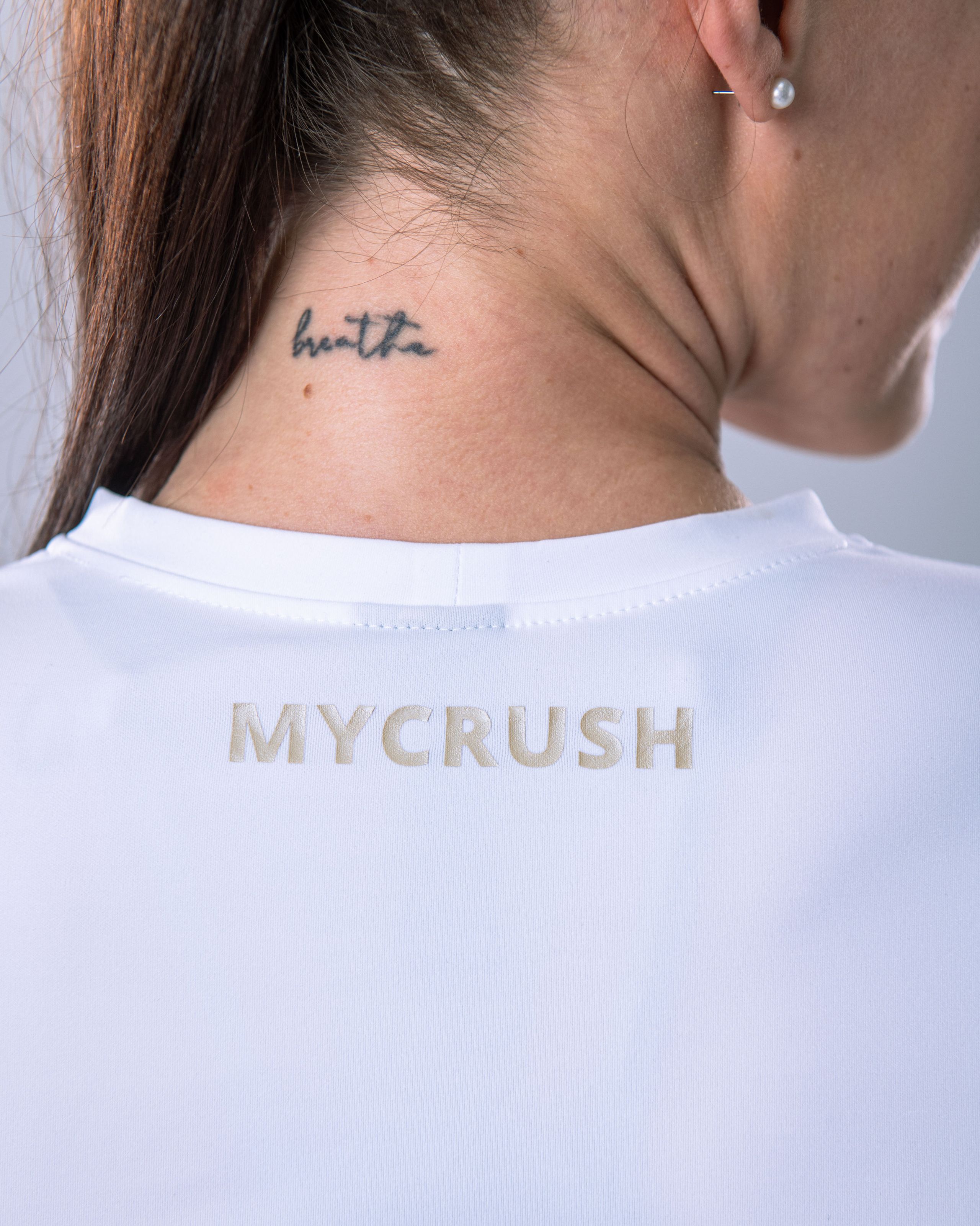 Croptop LYCRA s dlouhým rukávem bílý M-9