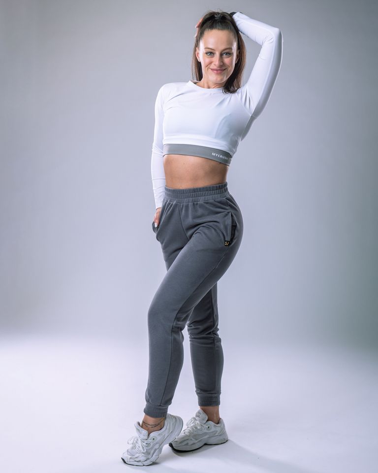 Croptop LYCRA s dlouhým rukávem bílý S-0