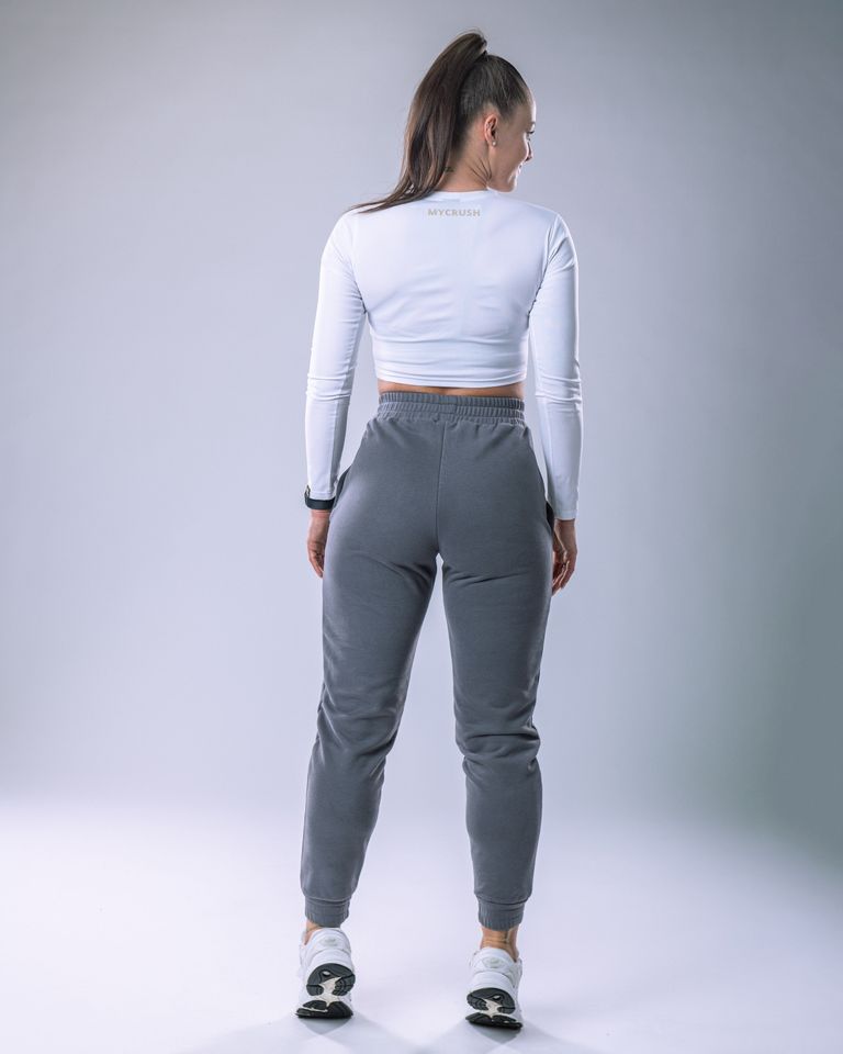 Croptop LYCRA s dlouhým rukávem bílý S-1