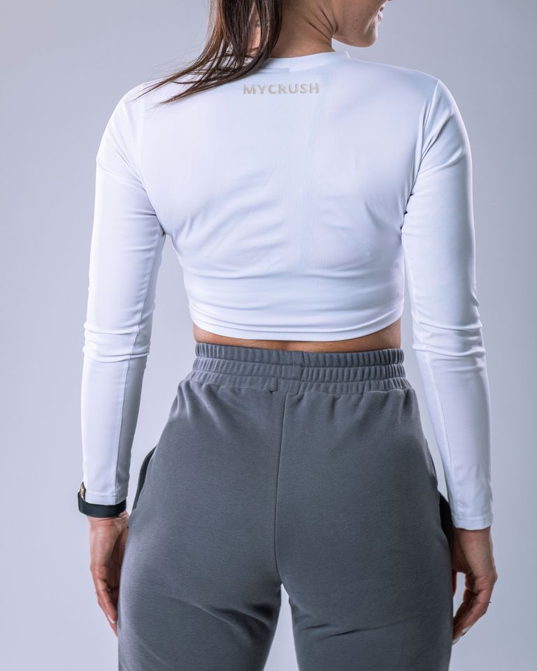 Croptop LYCRA s dlouhým rukávem bílý S-3
