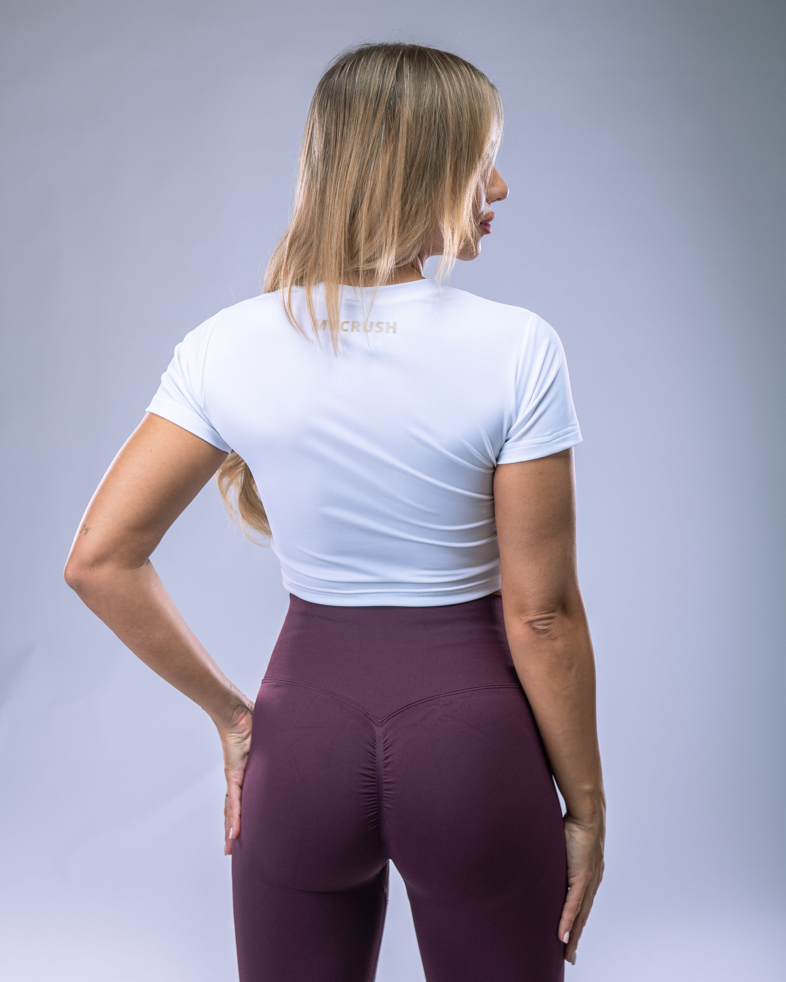 Croptop LYCRA s krátkým rukávem bílý L-1