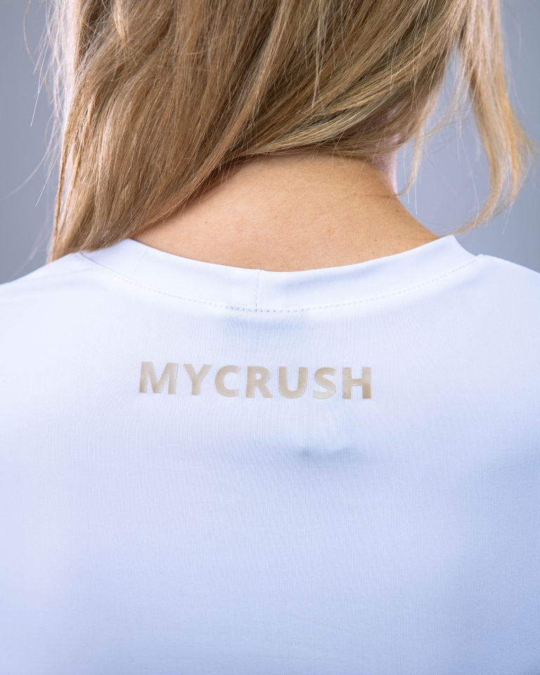 Croptop LYCRA s krátkým rukávem bílý M-3