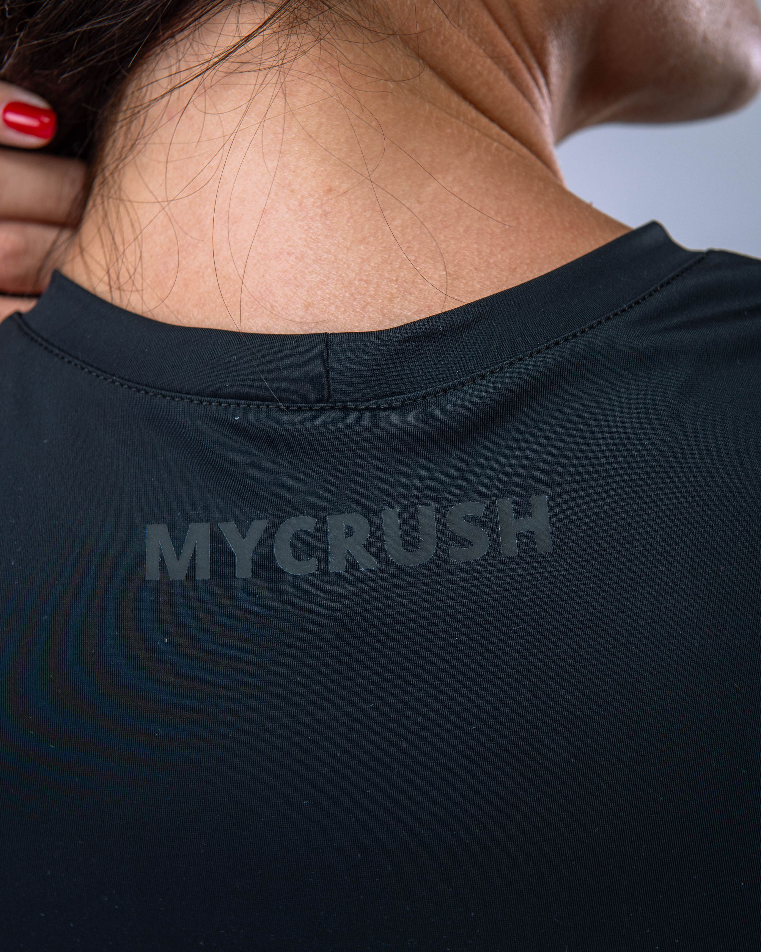 Croptop LYCRA s krátkým rukávem černý S-2