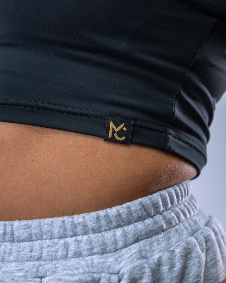 Croptop LYCRA s krátkým rukávem černý S-5