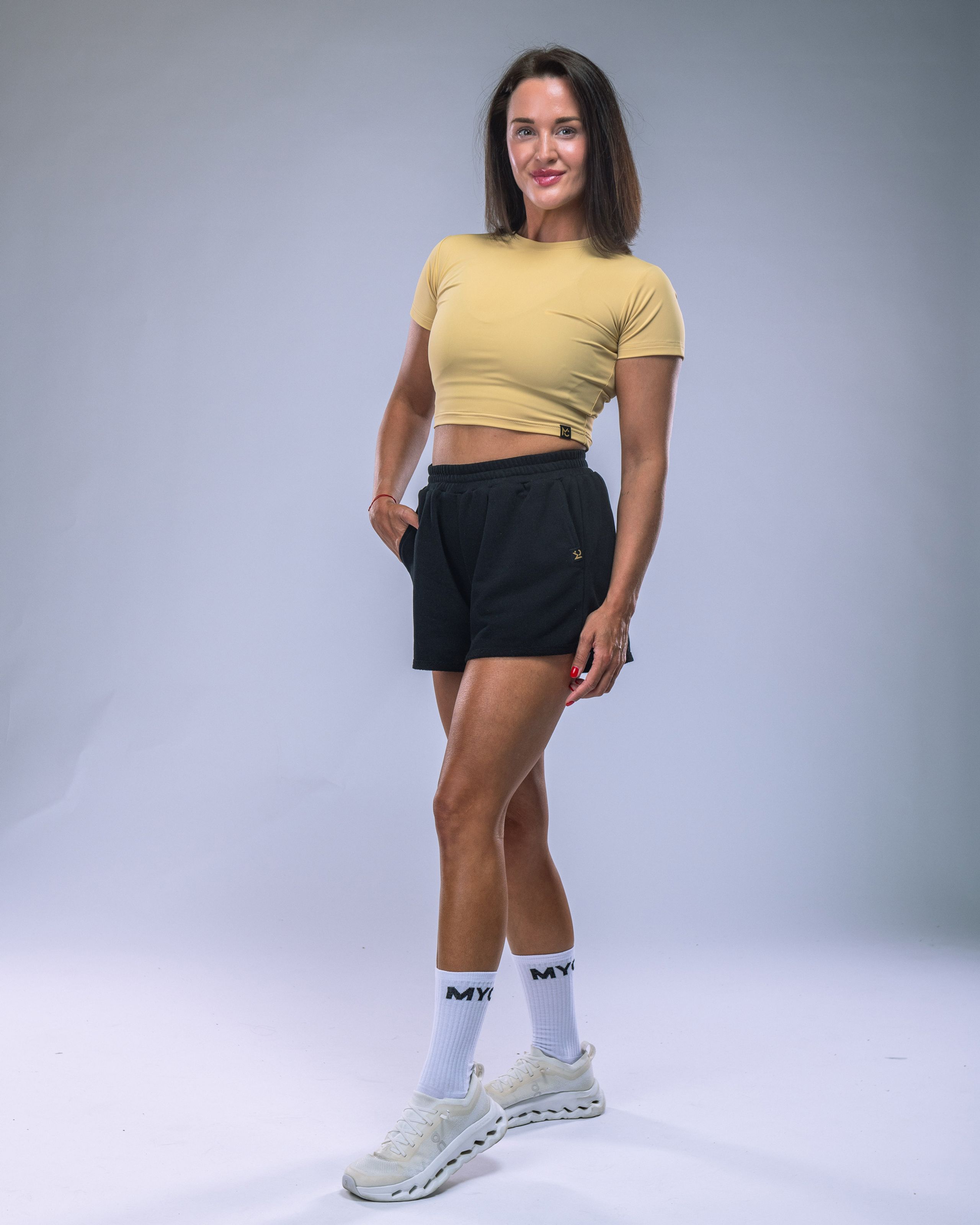 Croptop LYCRA s krátkým rukávem žlutý L-2