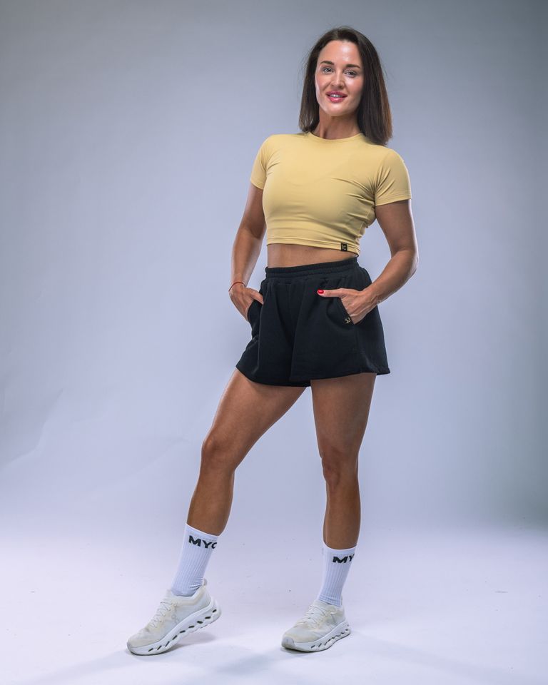 Croptop LYCRA s krátkým rukávem žlutý XS-5