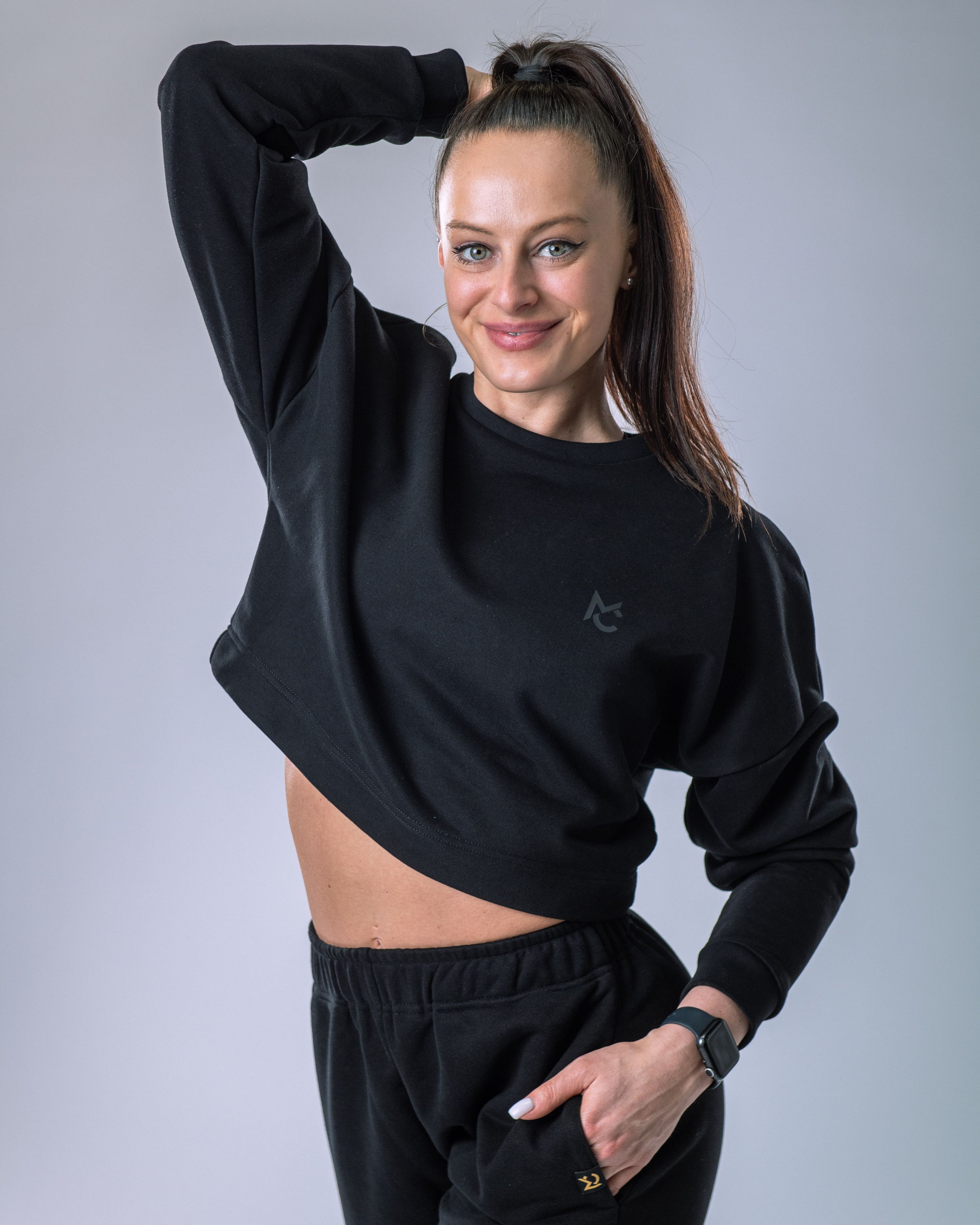 Dámská mikina bez kapuce černá M-1