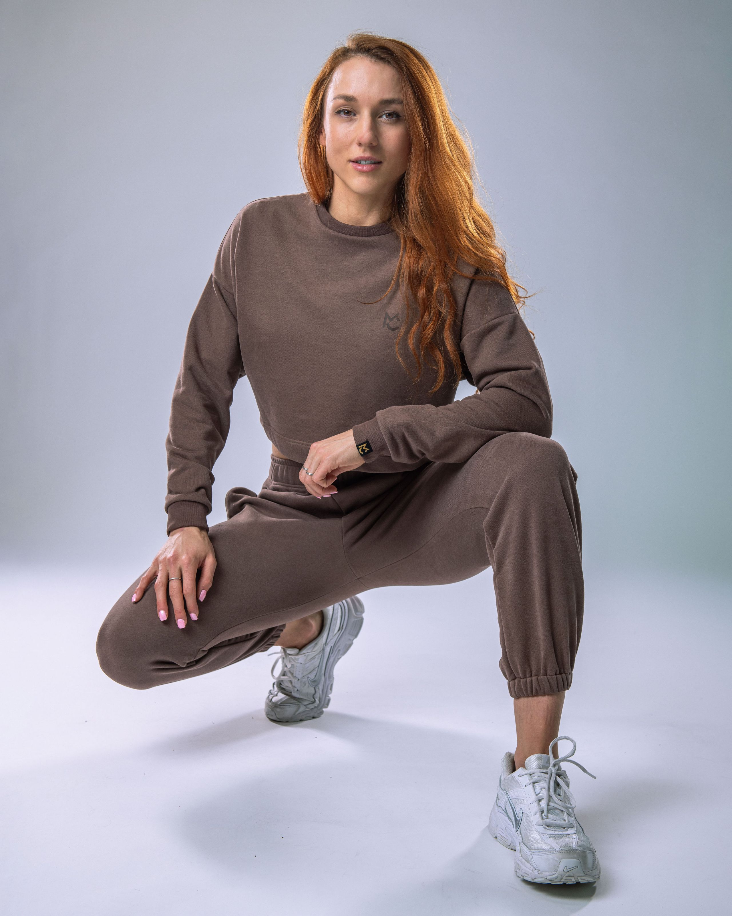 Dámská mikina bez kapuce hnědá S-5