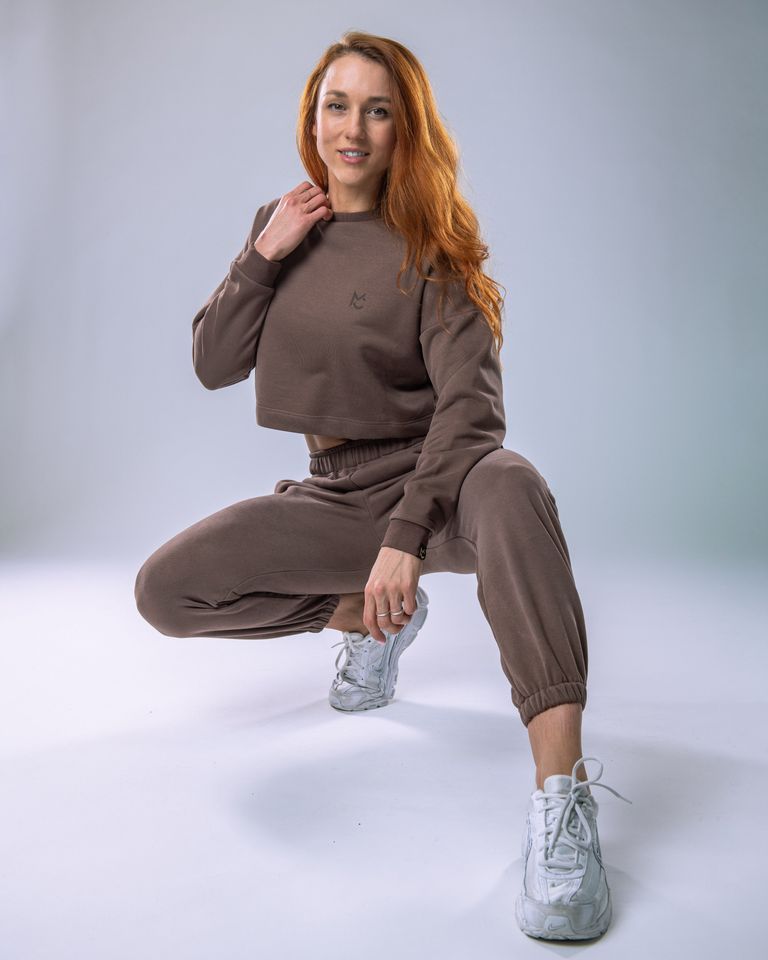 Dámská mikina bez kapuce hnědá S-5