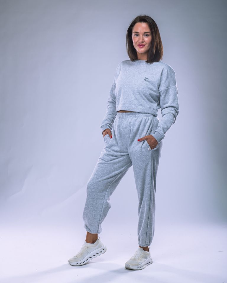 Dámská mikina bez kapuce šedý melír XS-2