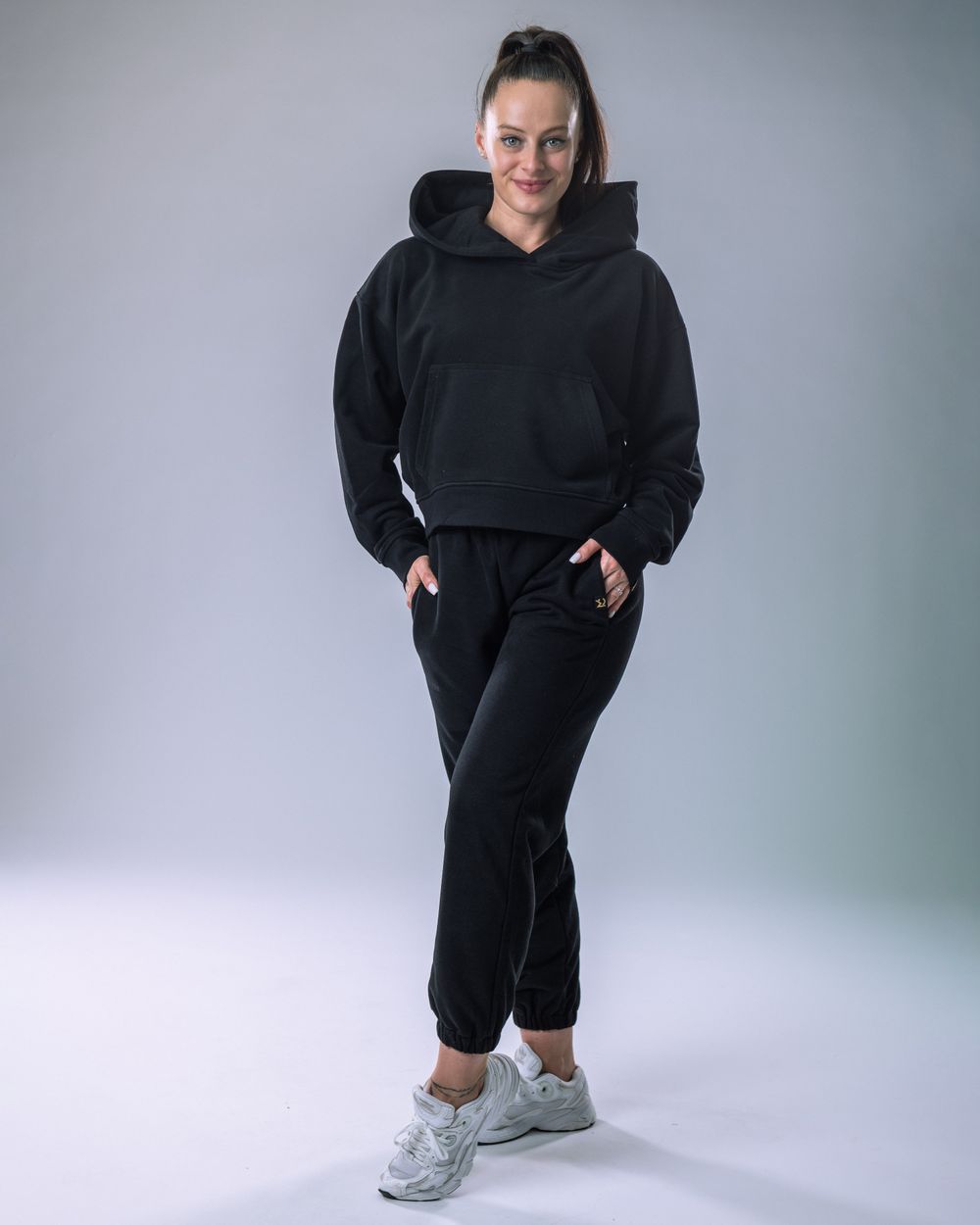 Dámská mikina oversize s kapucí černá L