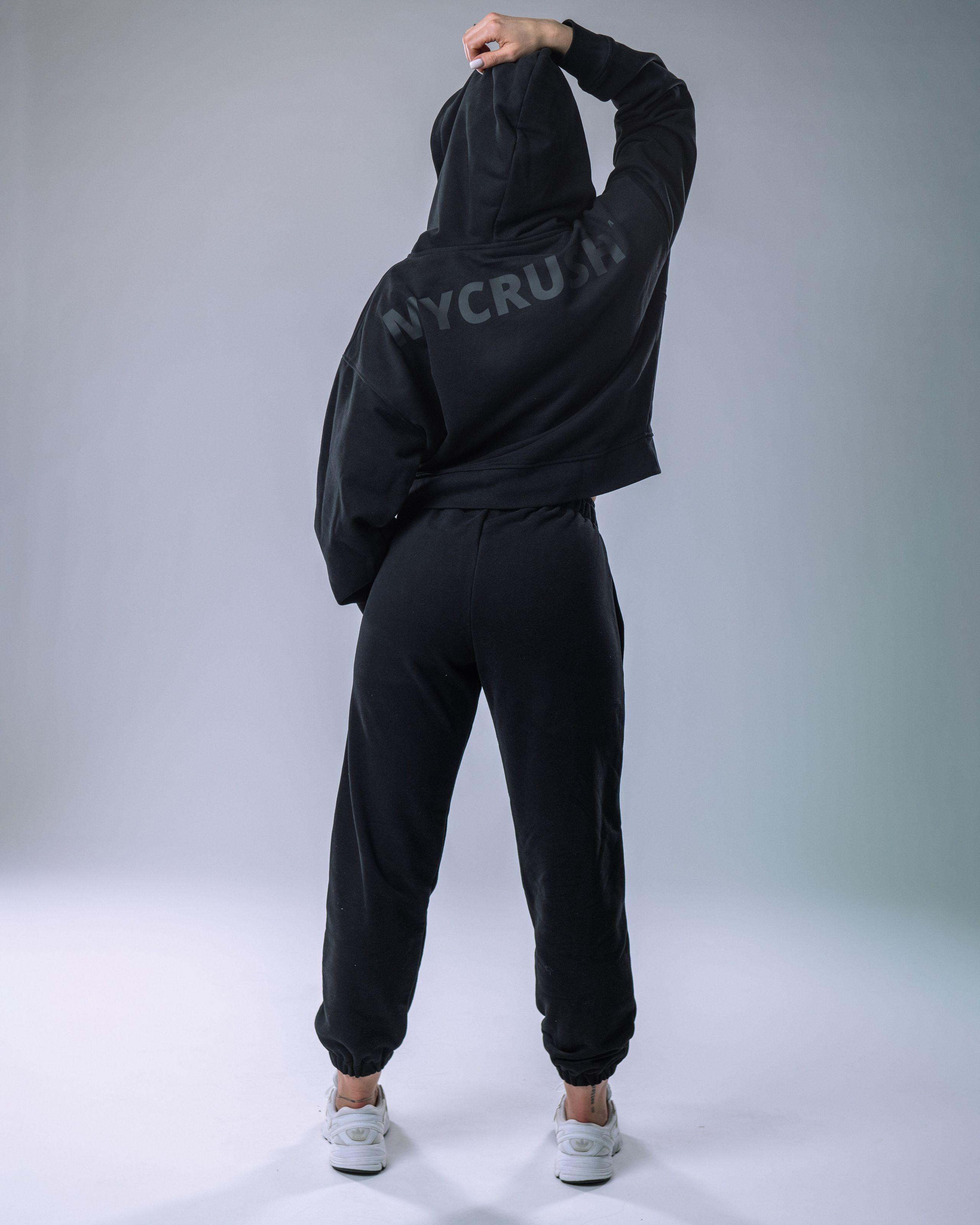 Dámská mikina oversize s kapucí černá XS-2