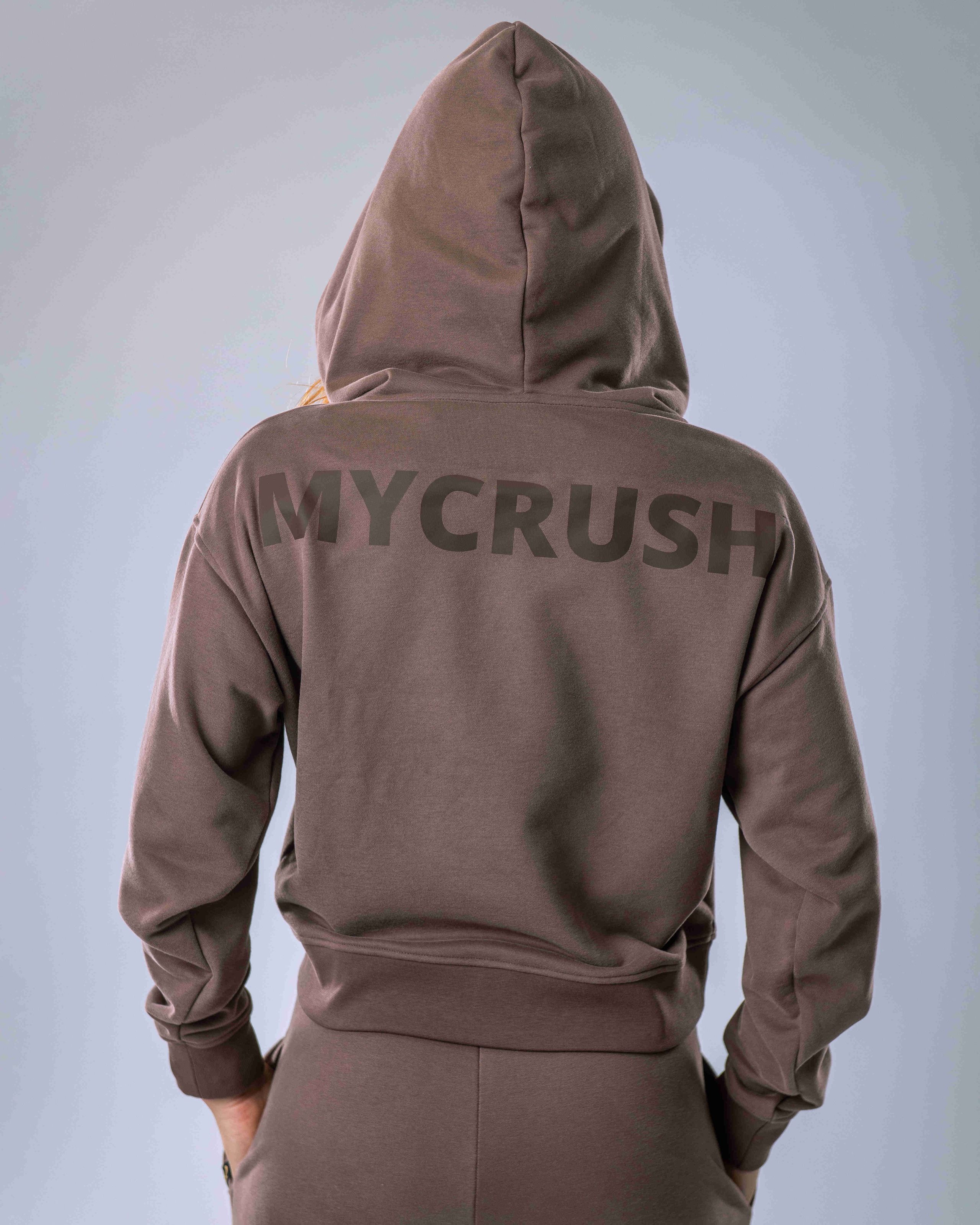 Dámská mikina oversize s kapucí hnědá L-3