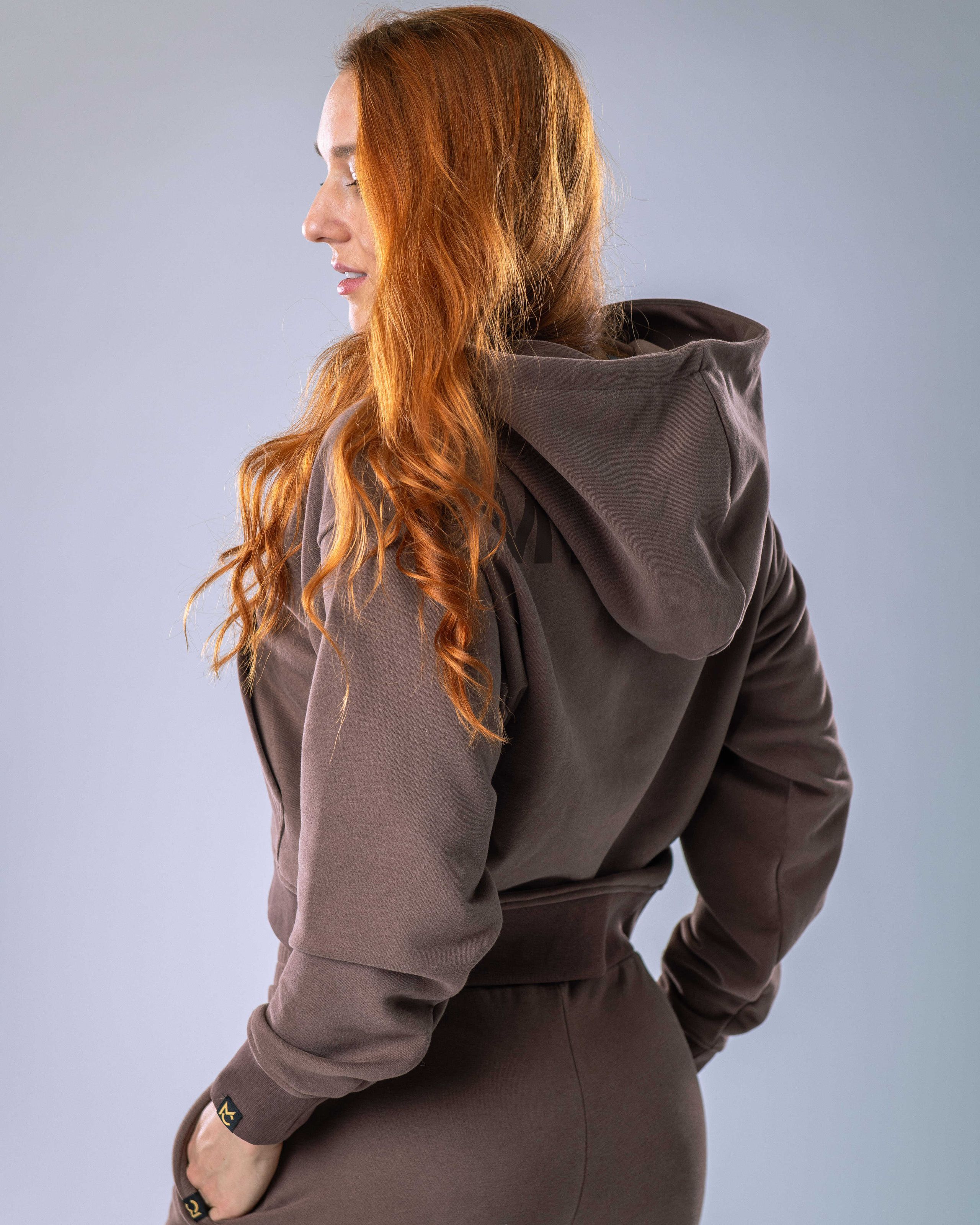 Dámská mikina oversize s kapucí hnědá M-2