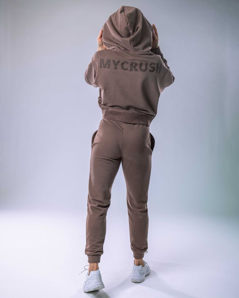 Dámská mikina oversize s kapucí hnědá M-5
