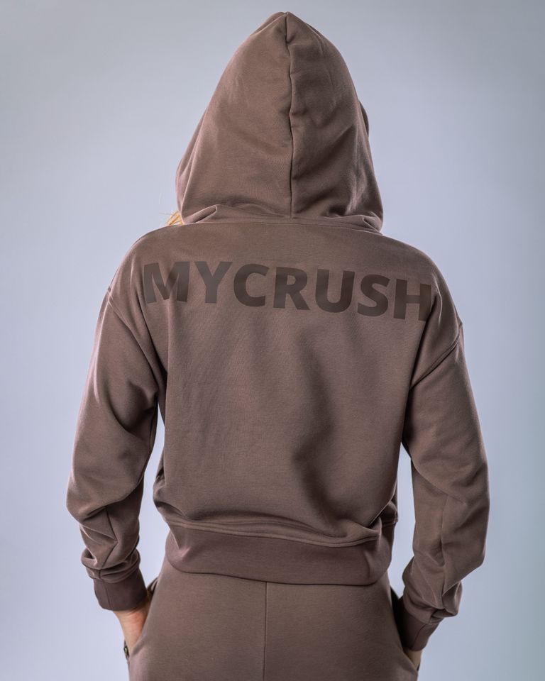 Dámská mikina oversize s kapucí hnědá XS-2