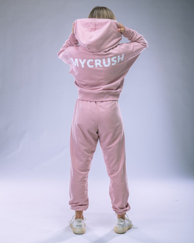 Dámská mikina oversize s kapucí růžová M-1