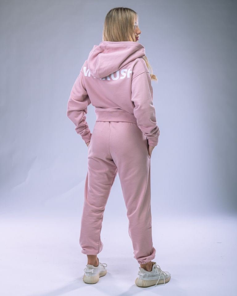 Dámská mikina oversize s kapucí růžová M-2