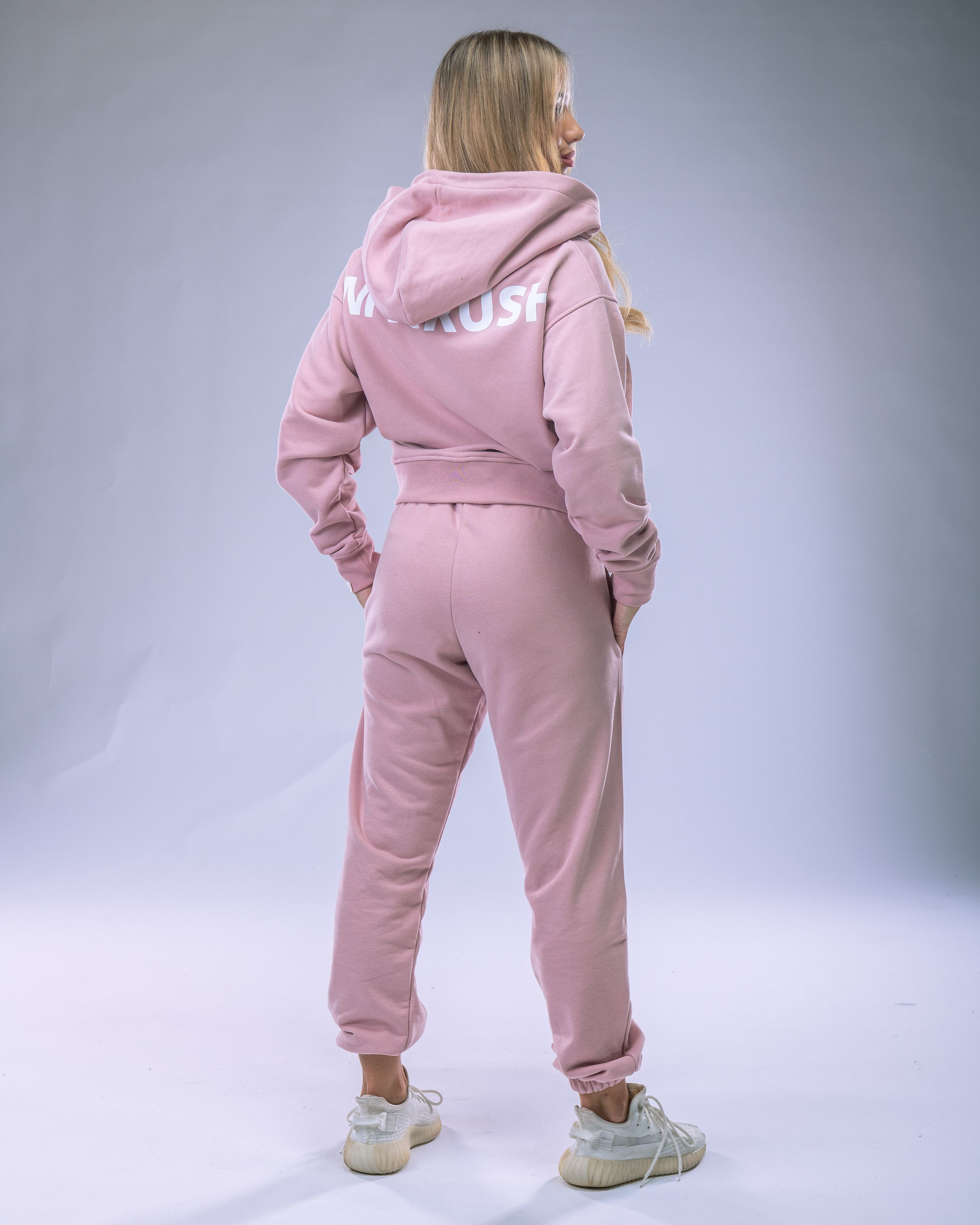 Dámská mikina oversize s kapucí růžová S-3