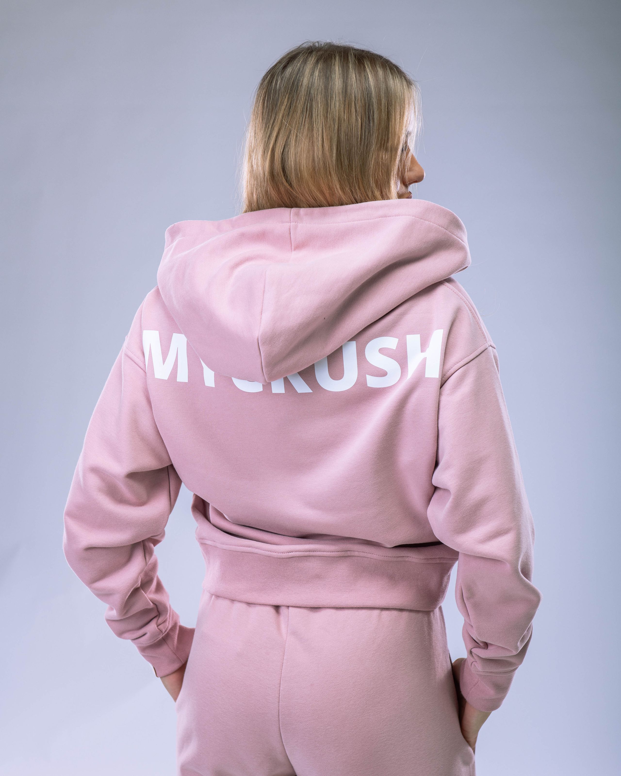 Dámská mikina oversize s kapucí růžová S-5