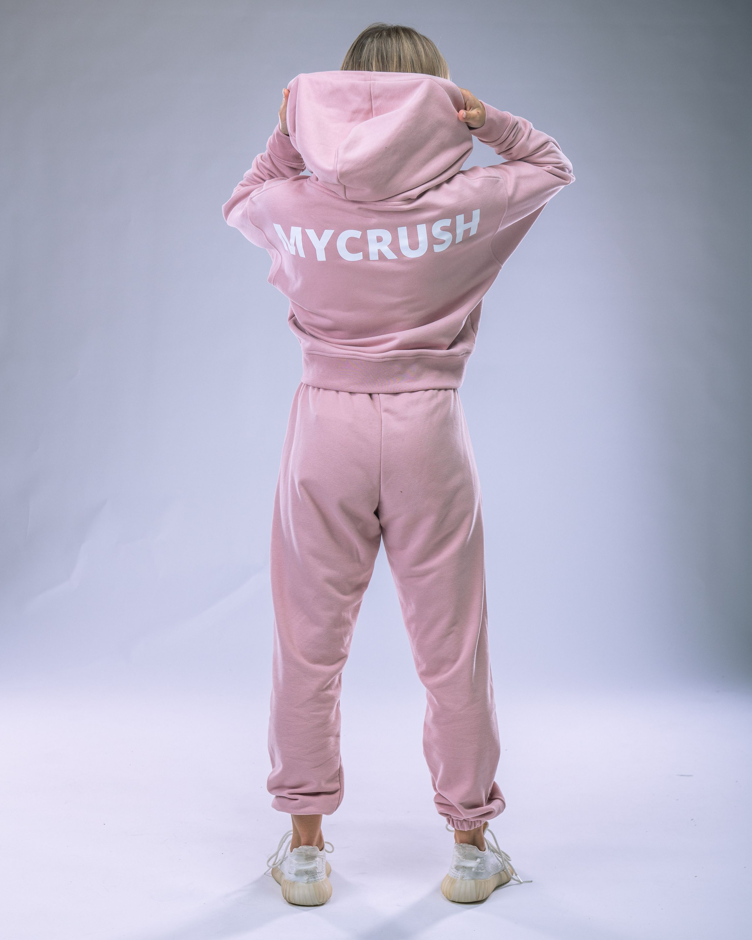 Dámská mikina oversize s kapucí růžová XS-2