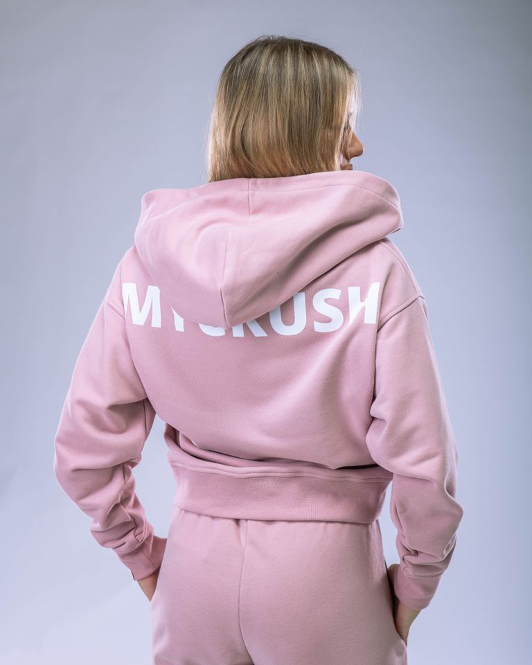 Dámská mikina oversize s kapucí růžová XS-4