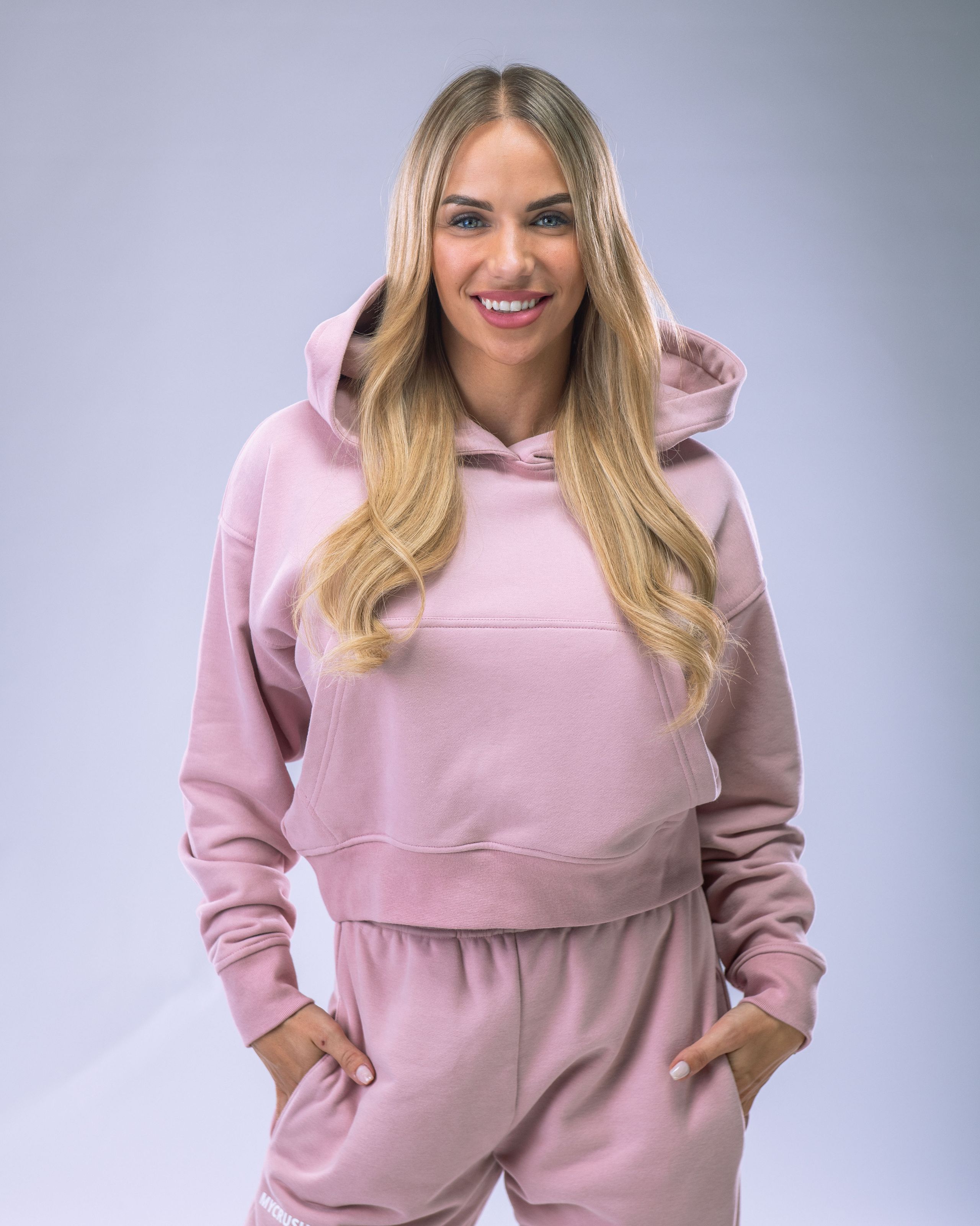 Dámská mikina oversize s kapucí růžová XS-8