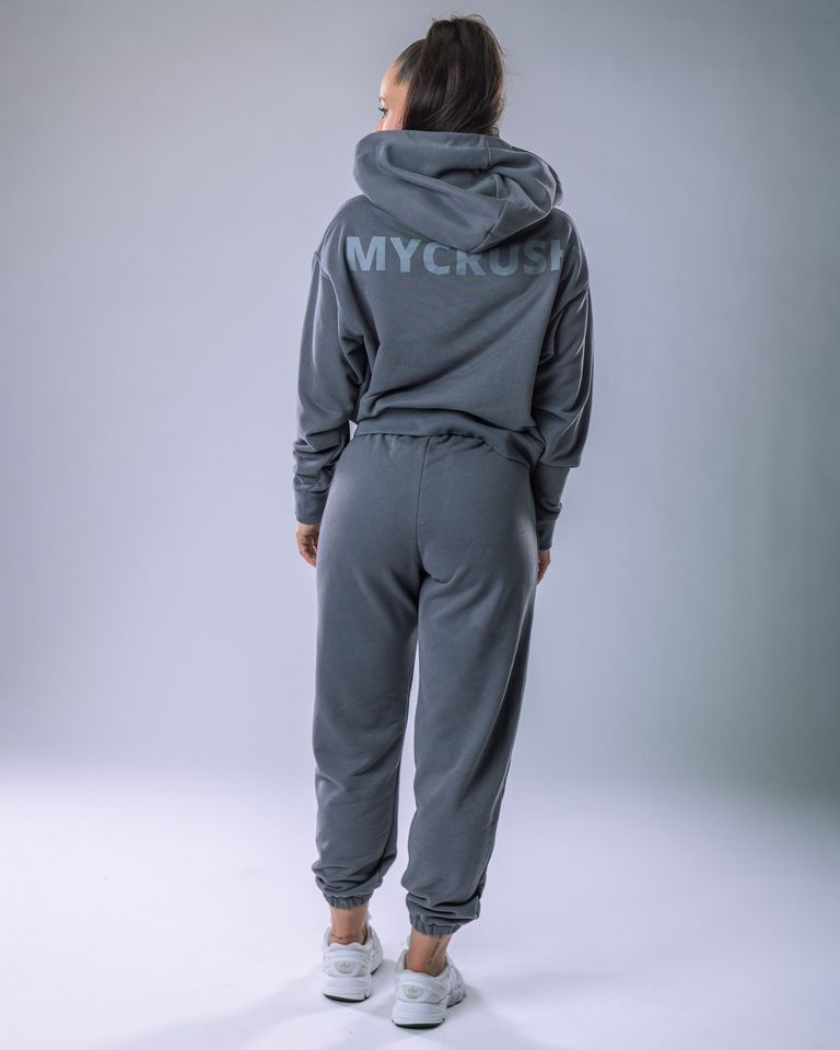 Dámská mikina oversize s kapucí šedá S-2