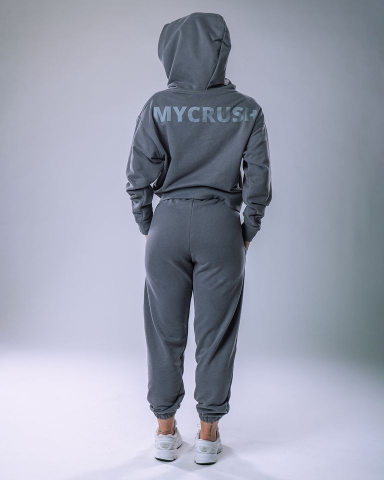 Dámská mikina oversize s kapucí šedá S-4