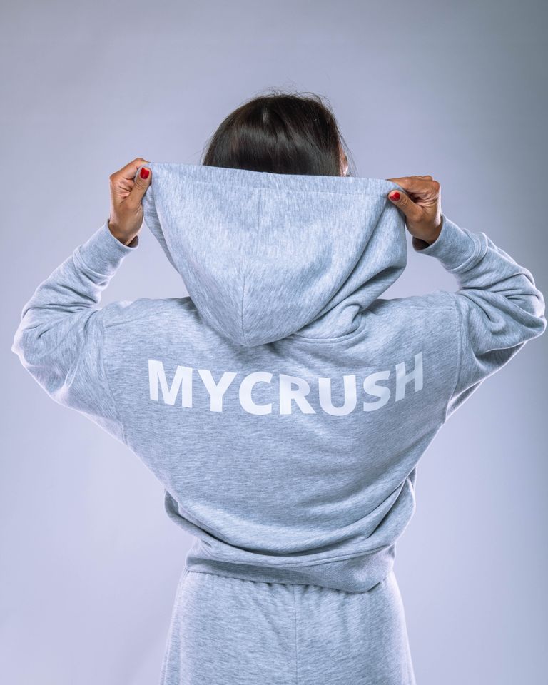 Dámská mikina oversize s kapucí šedý melír XS-1