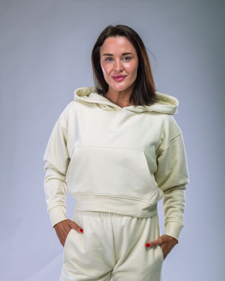 Dámská mikina oversize s kapucí žlutá M-0