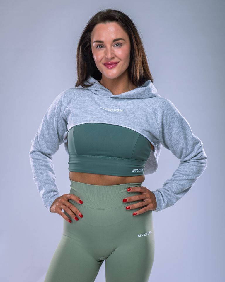 Dámská mikina ultracroptop šedý melír S-1