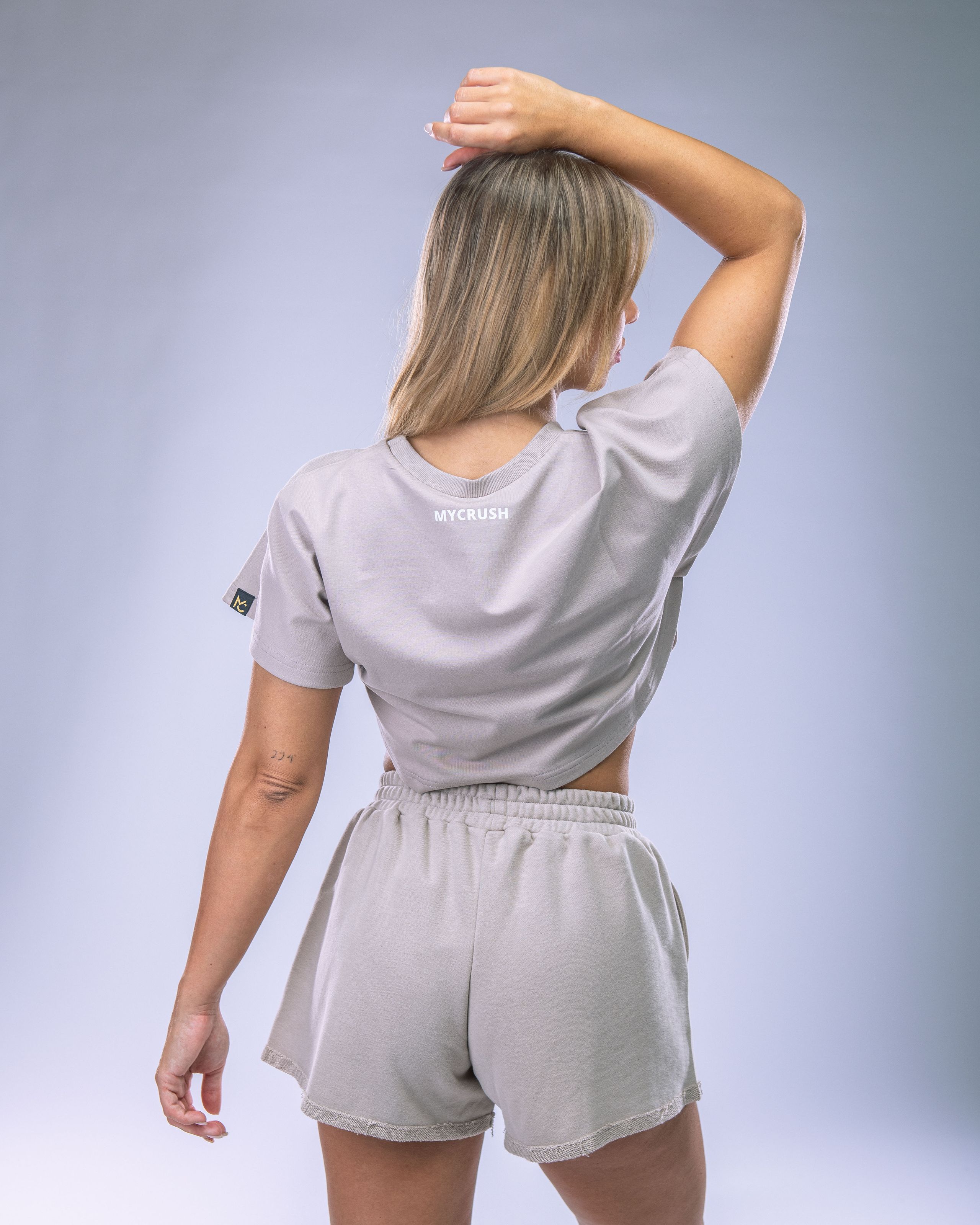 Dámské Oversize Croptop tričko béžové S-5