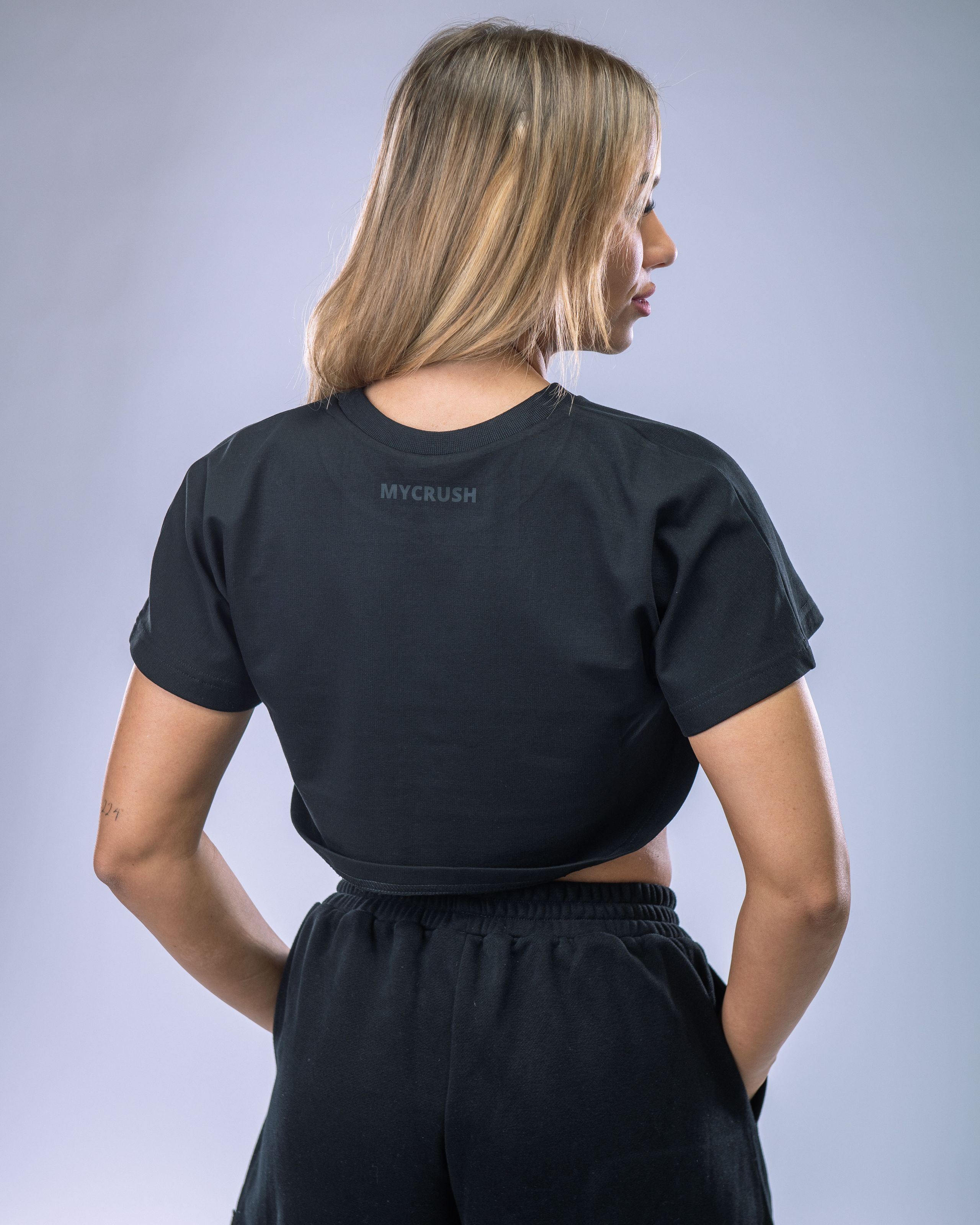 Dámské Oversize Croptop tričko černé S-5