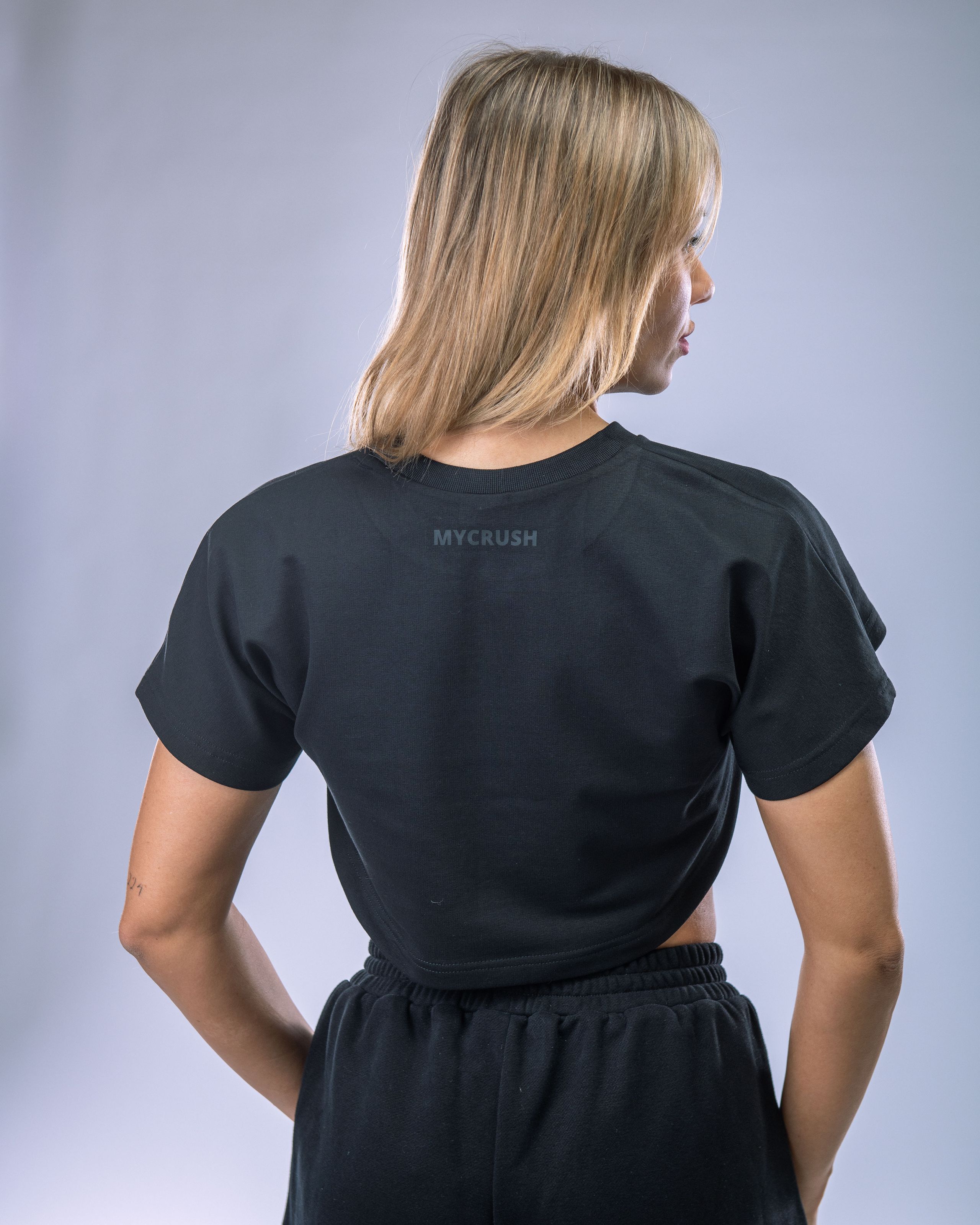 Dámské Oversize Croptop tričko černé XS-1