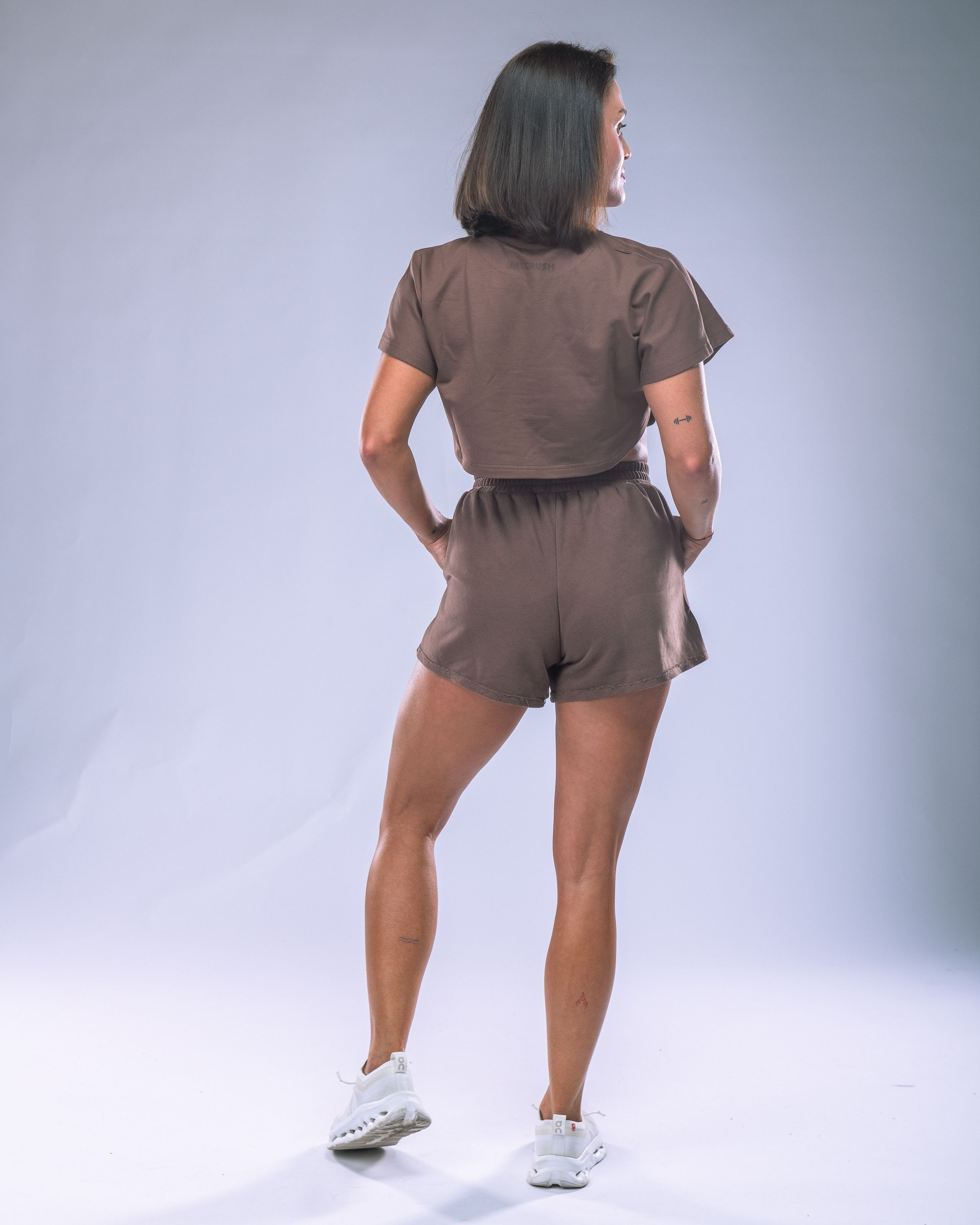 Dámské Oversize Croptop tričko hnědé S-4