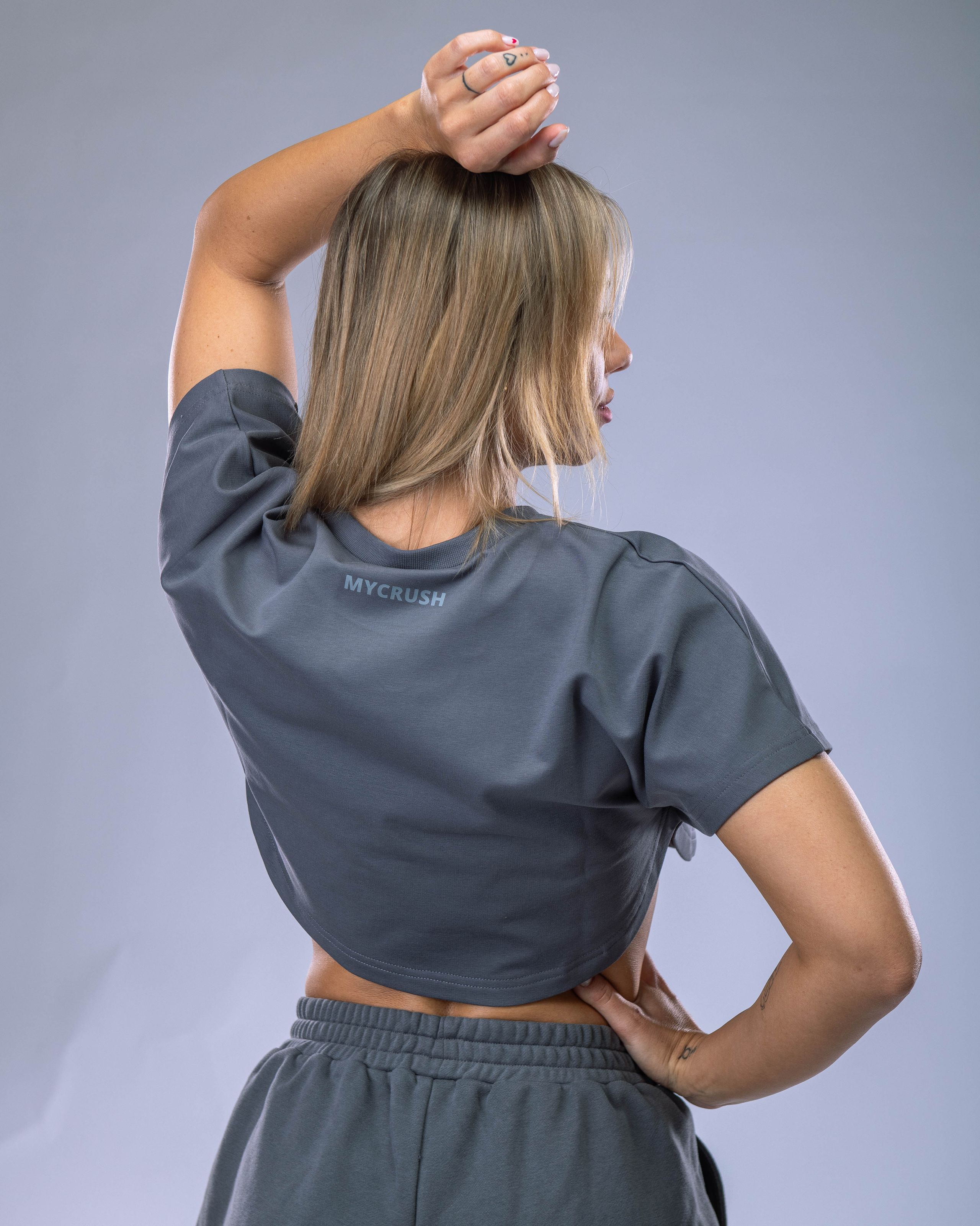 Dámské Oversize Croptop tričko šedé XS-1