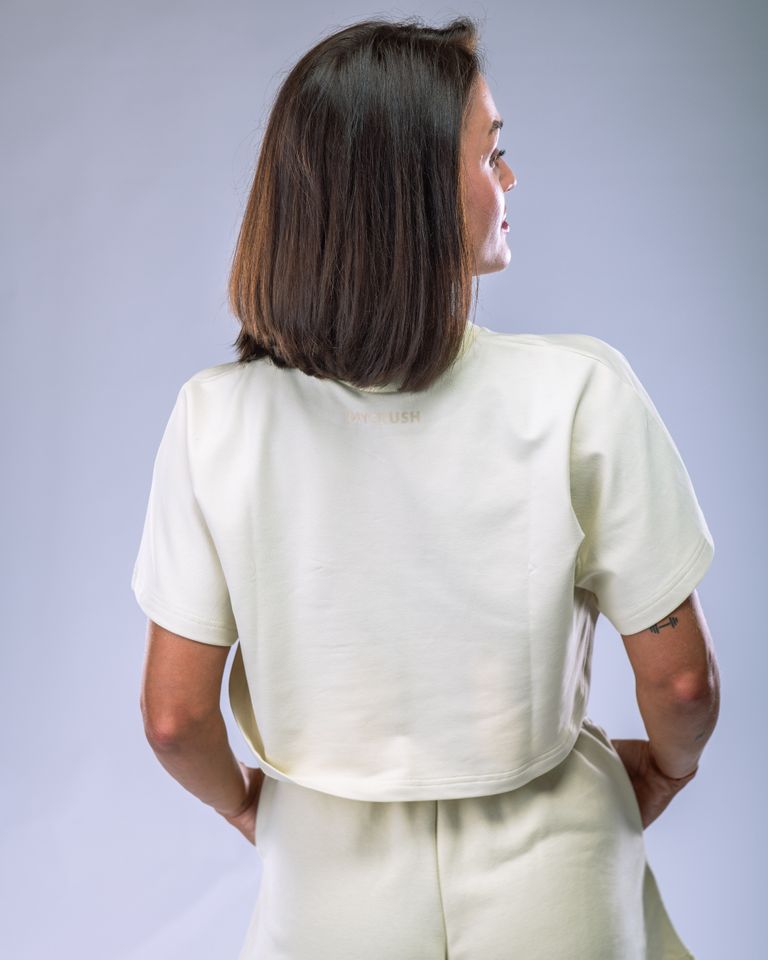 Dámské Oversize Croptop tričko žluté M-0