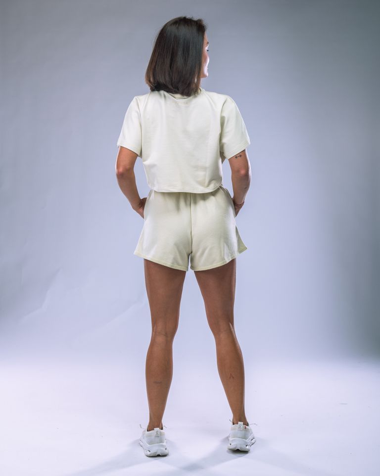 Dámské Oversize Croptop tričko žluté S-4
