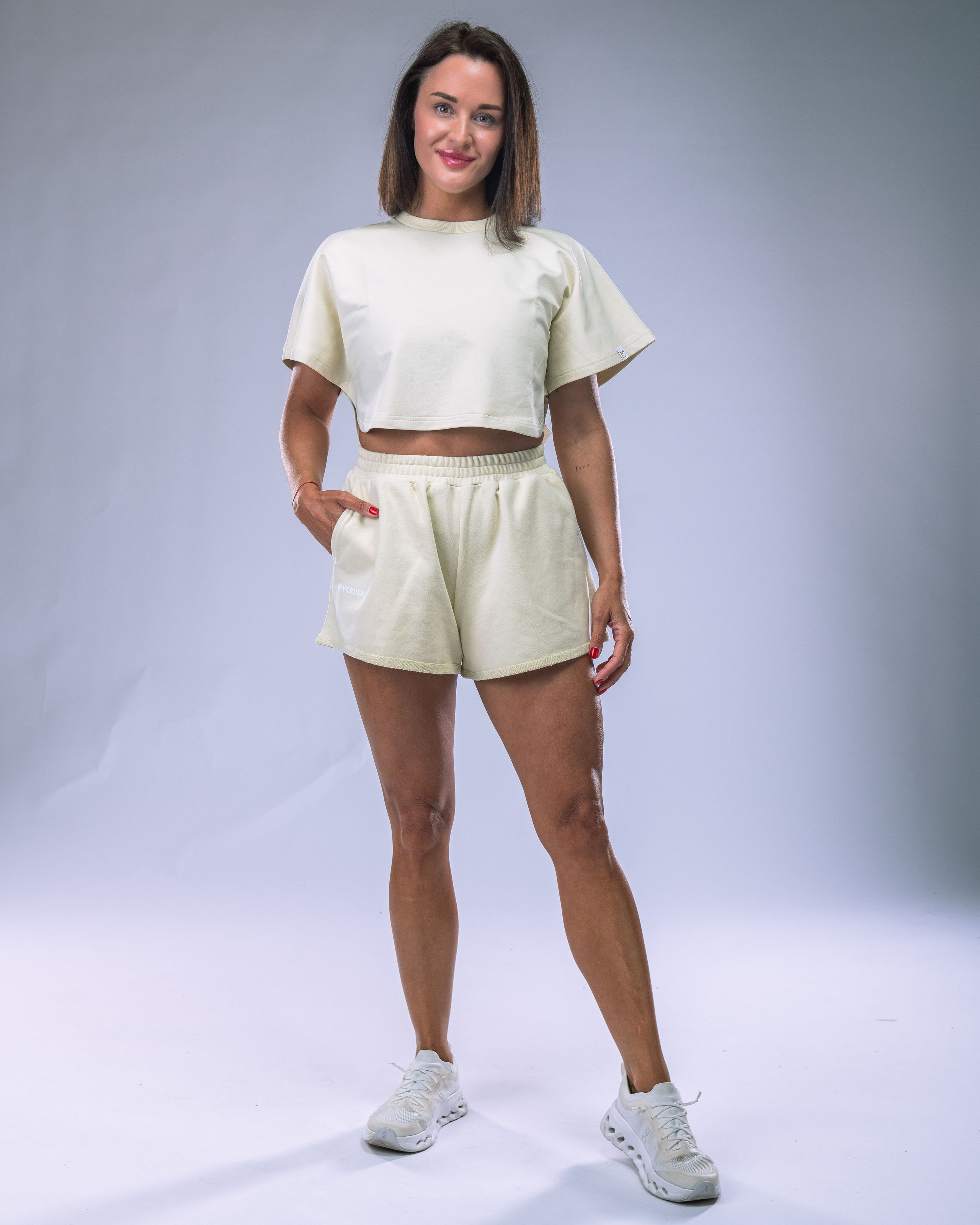 Dámské Oversize Croptop tričko žluté XS-6