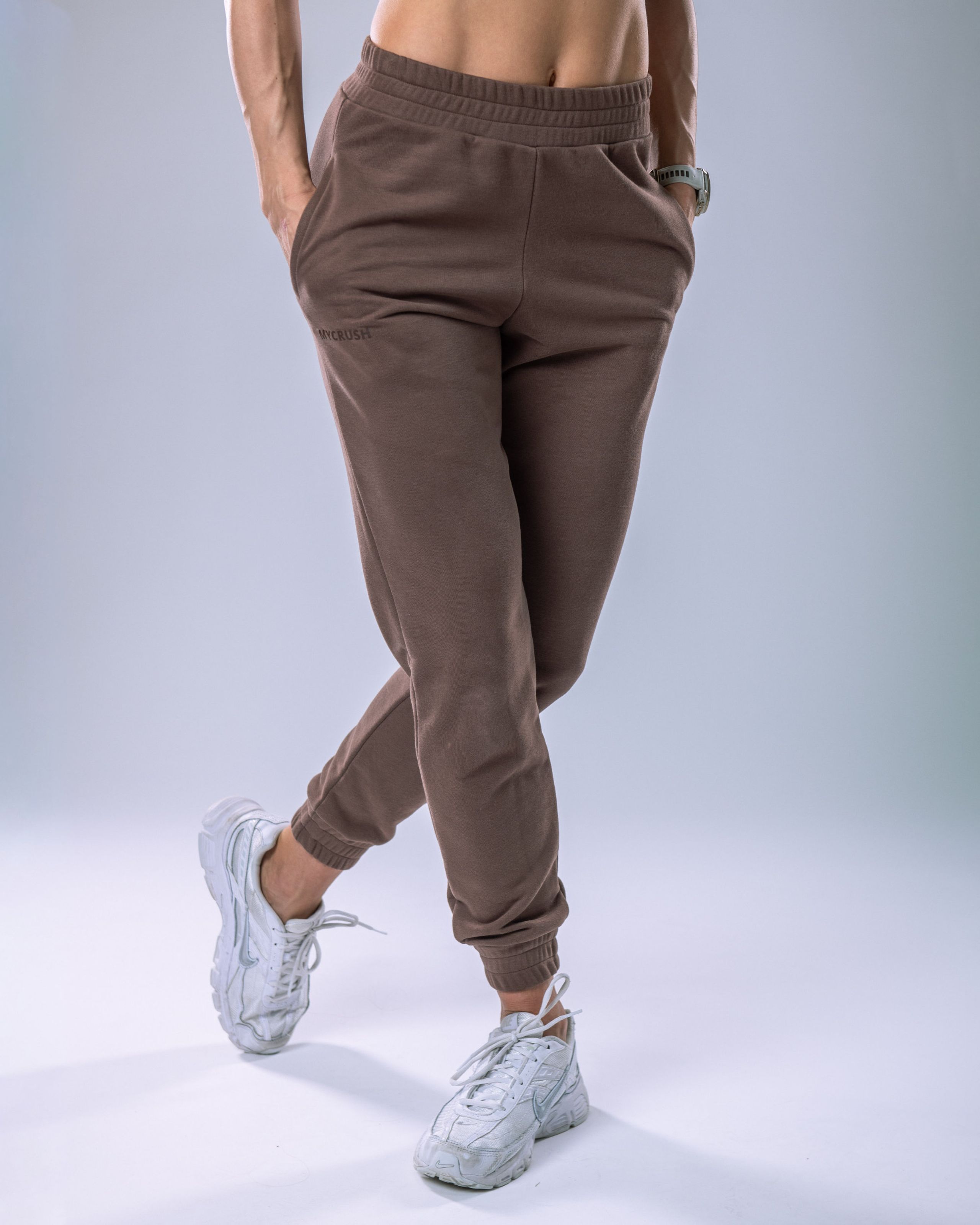 Dámské tepláky SLIM hnědé L-3