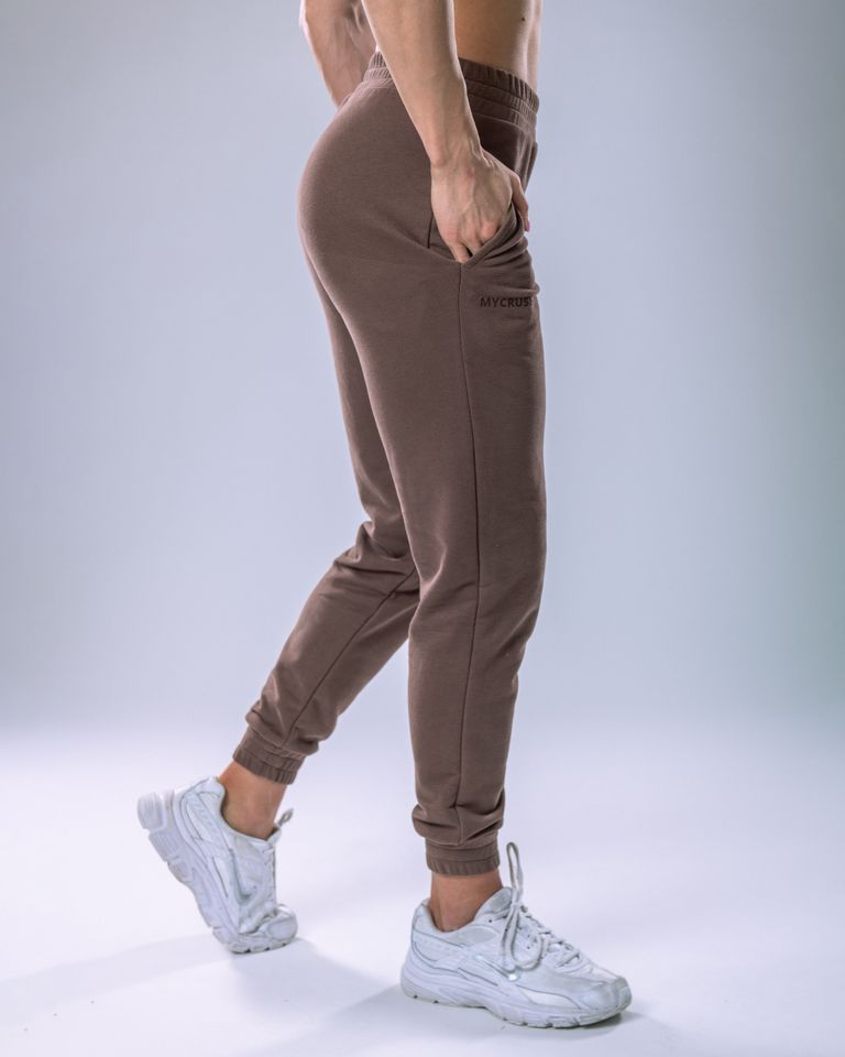 Dámské tepláky SLIM hnědé L-3