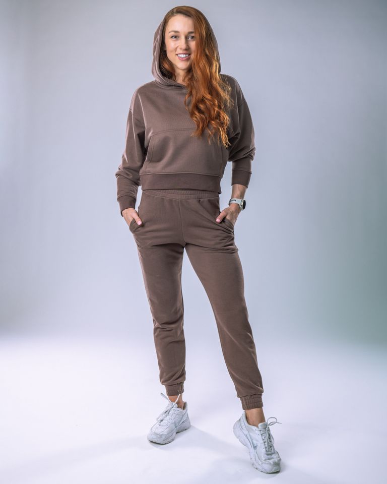 Dámské tepláky SLIM hnědé L-5