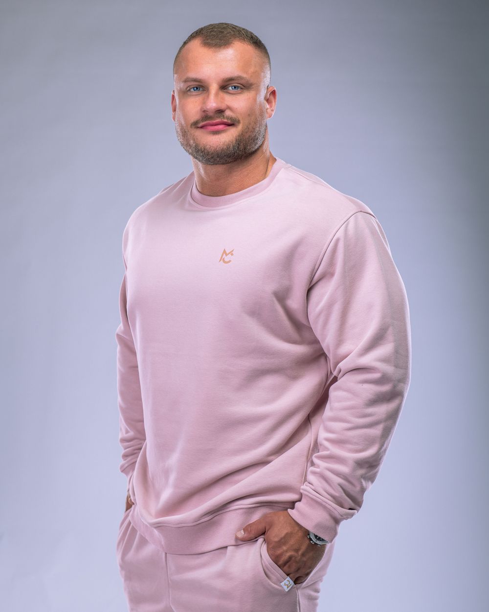 Pánská mikina bez kapuce růžová L