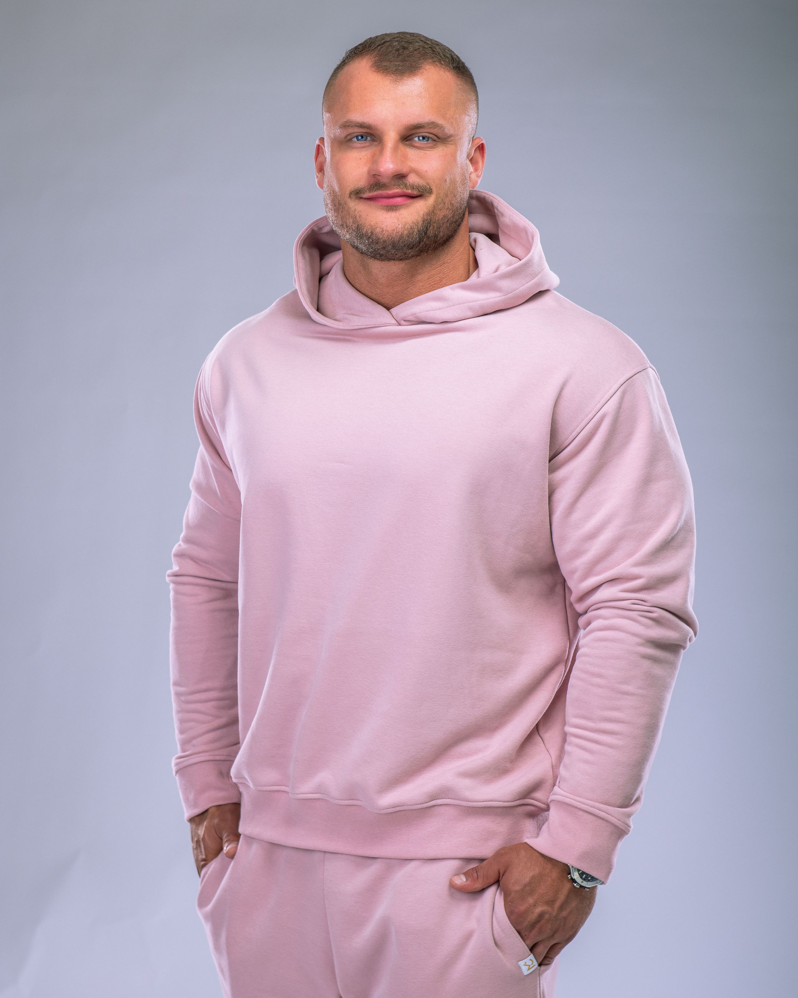 Pánská mikina s kapucí růžová XL-0