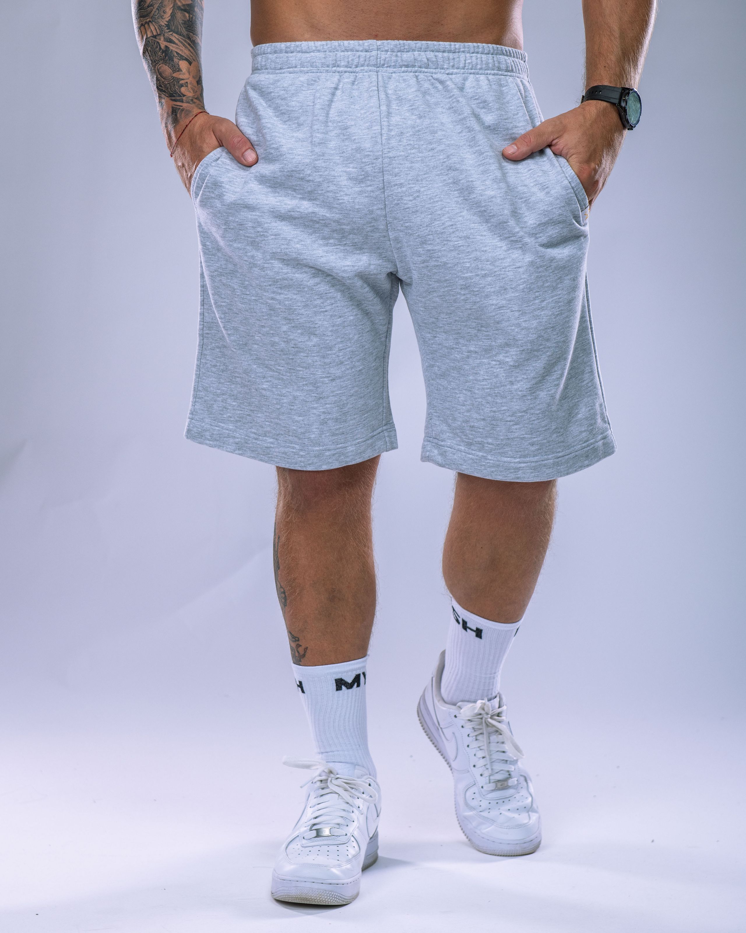 Pánské kraťasy oversize šedý melír M-3