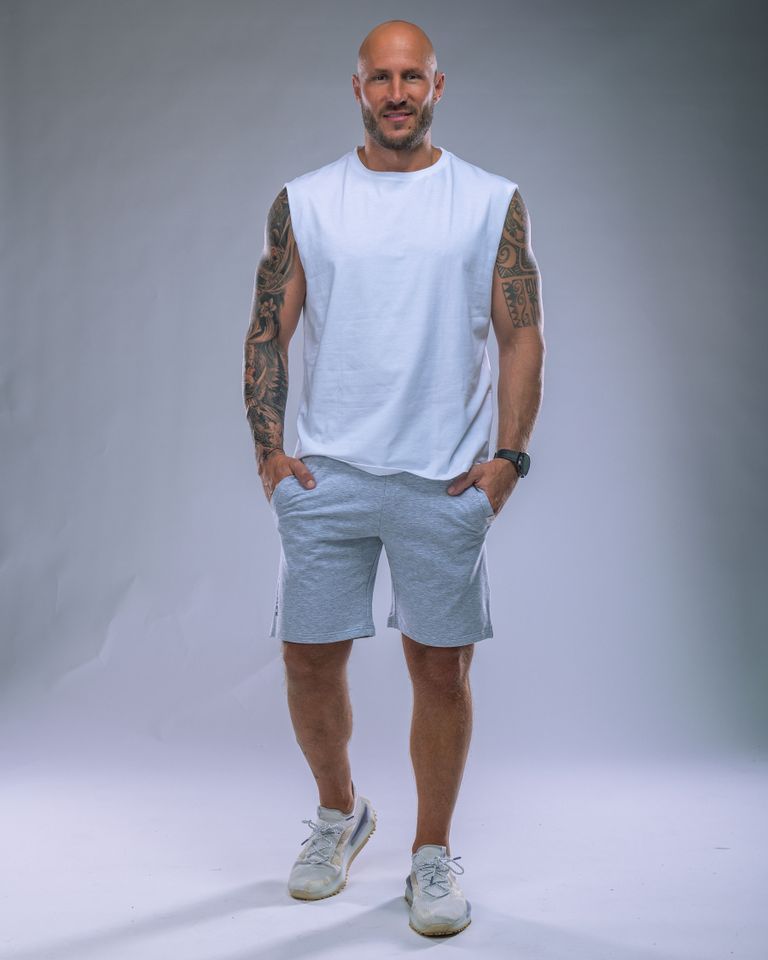 Pánské kraťasy SLIM šedý melír L-3