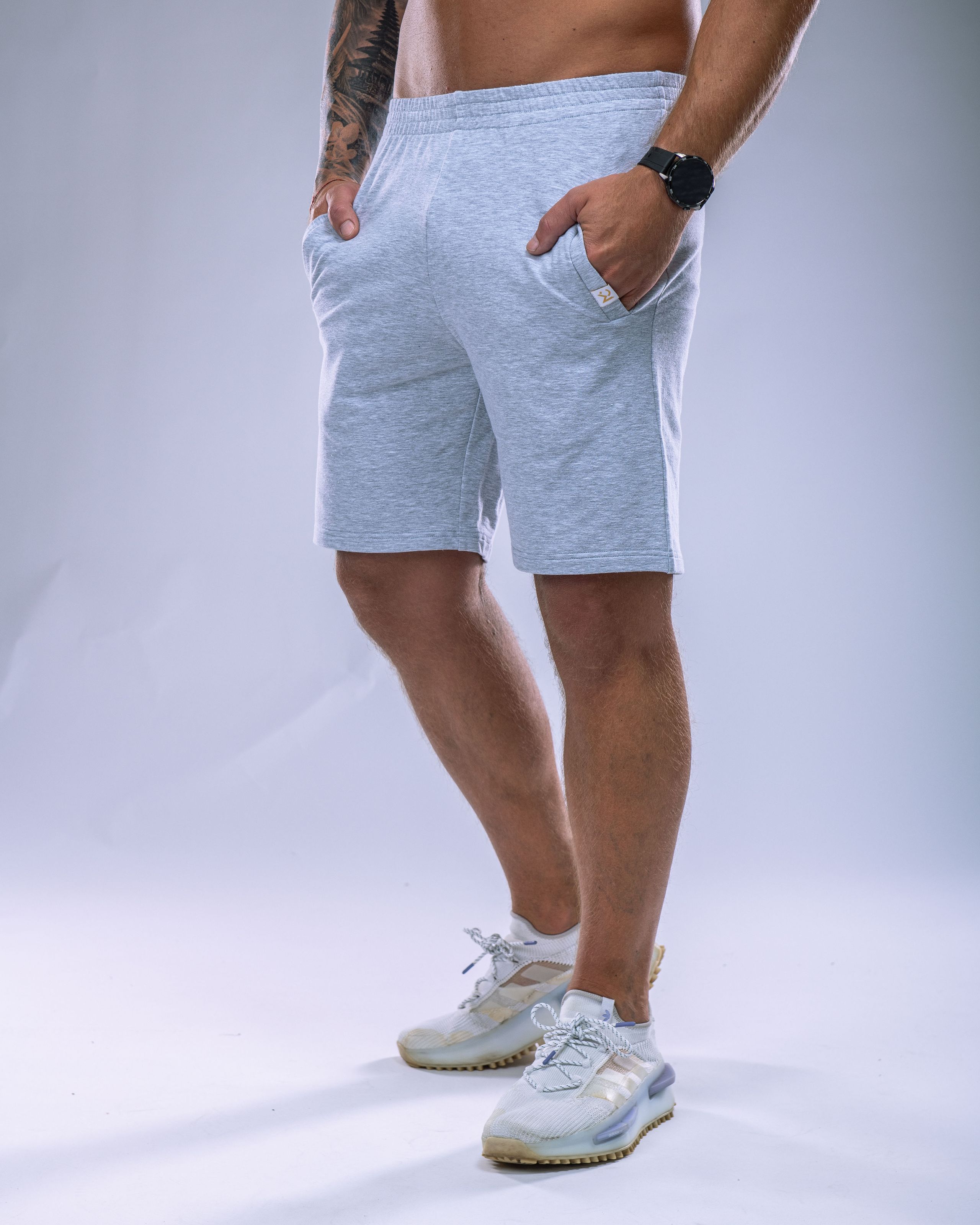 Pánské kraťasy SLIM šedý melír M-5